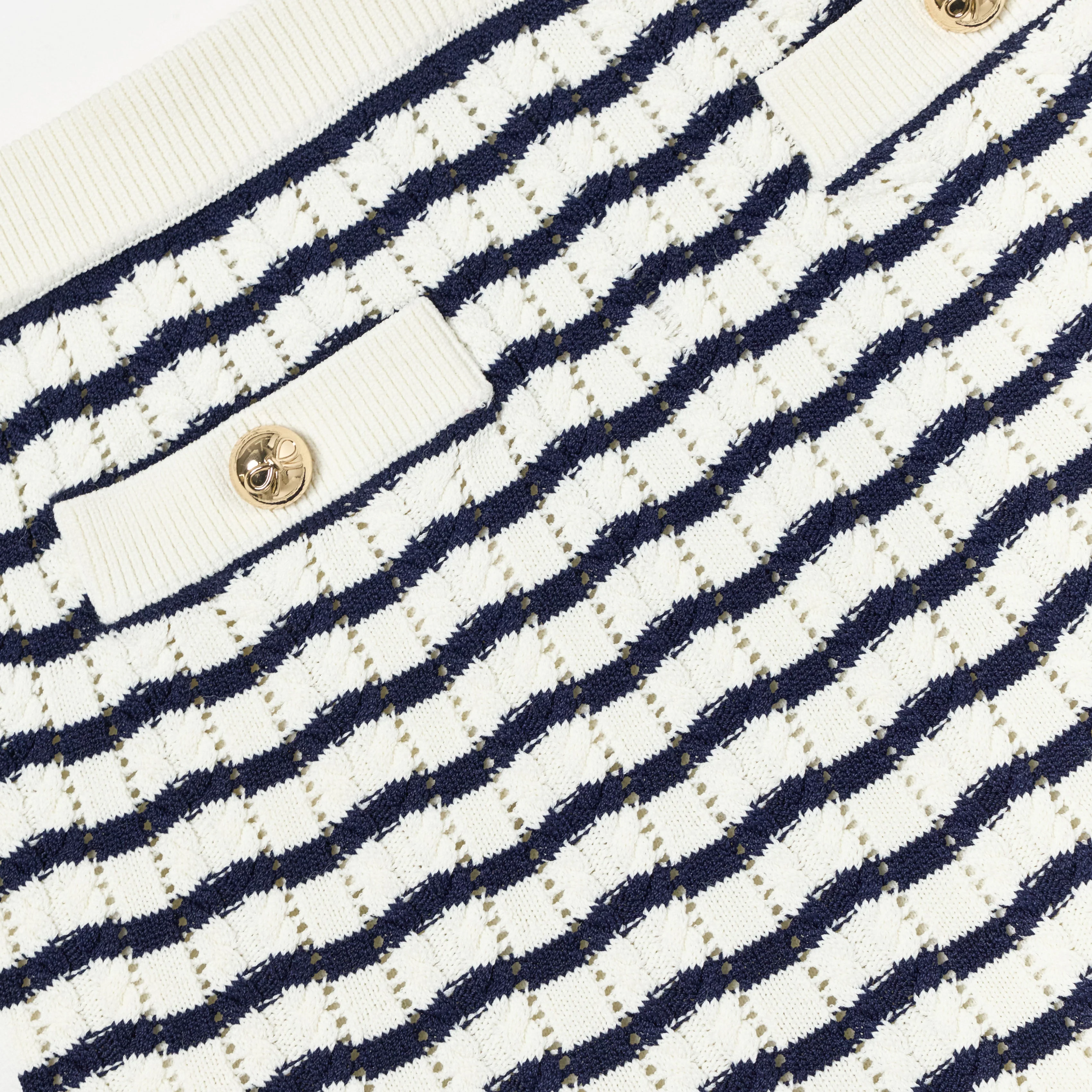 Cream And Navy Striped Knitted Skirt - Image 4