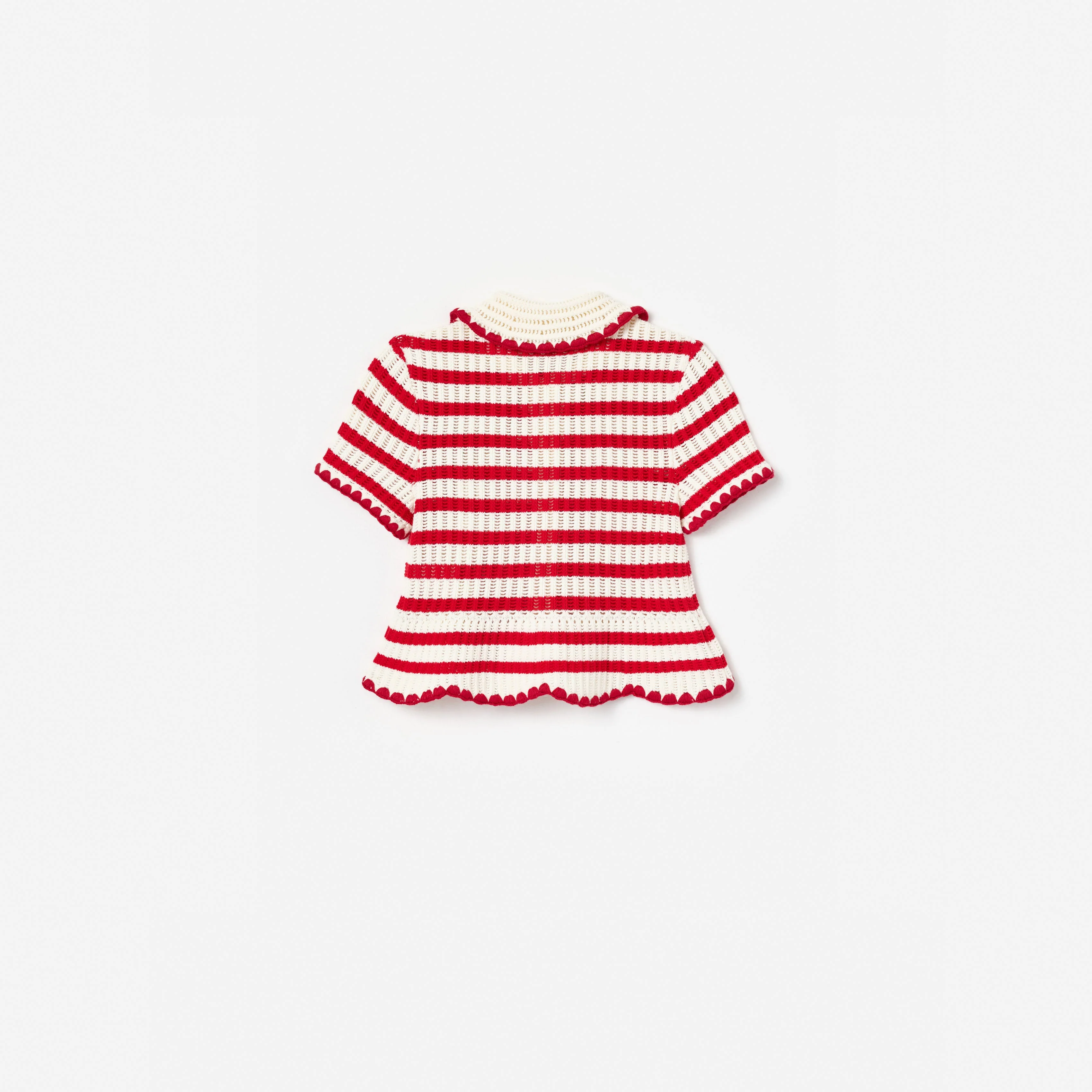 Cream And Red Stripe Knitted Top - Image 2