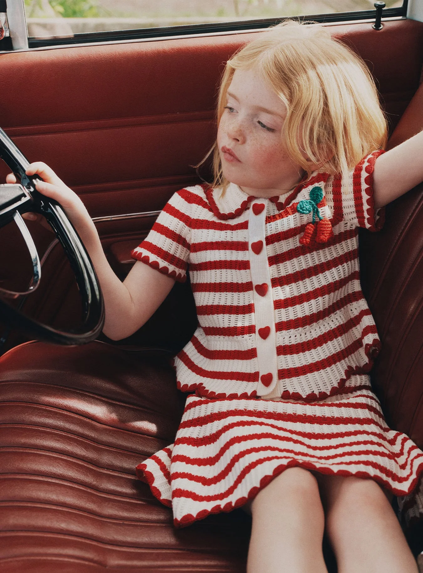 Cream And Red Stripe Knitted Top - Image 3