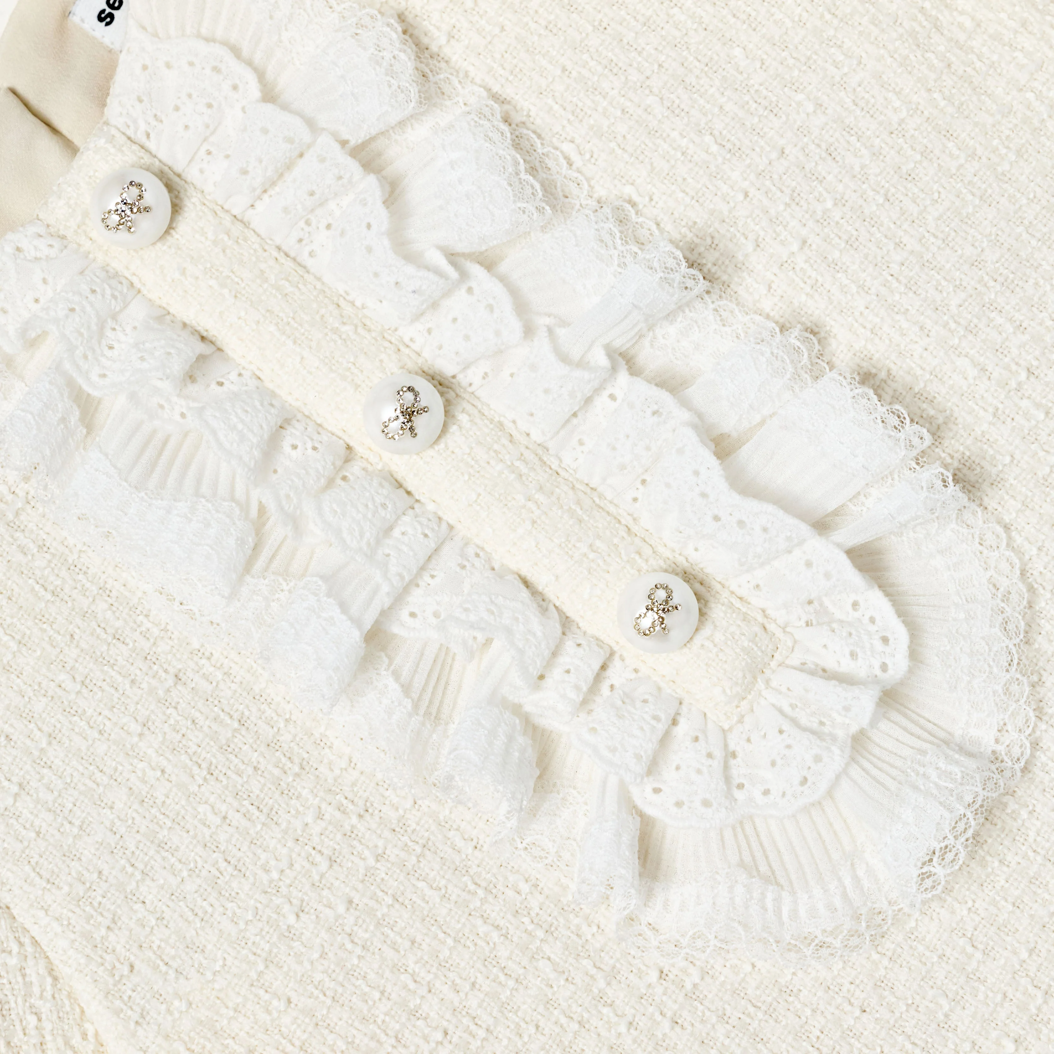 Cream Boucle Lace Bib Dress - Image 4