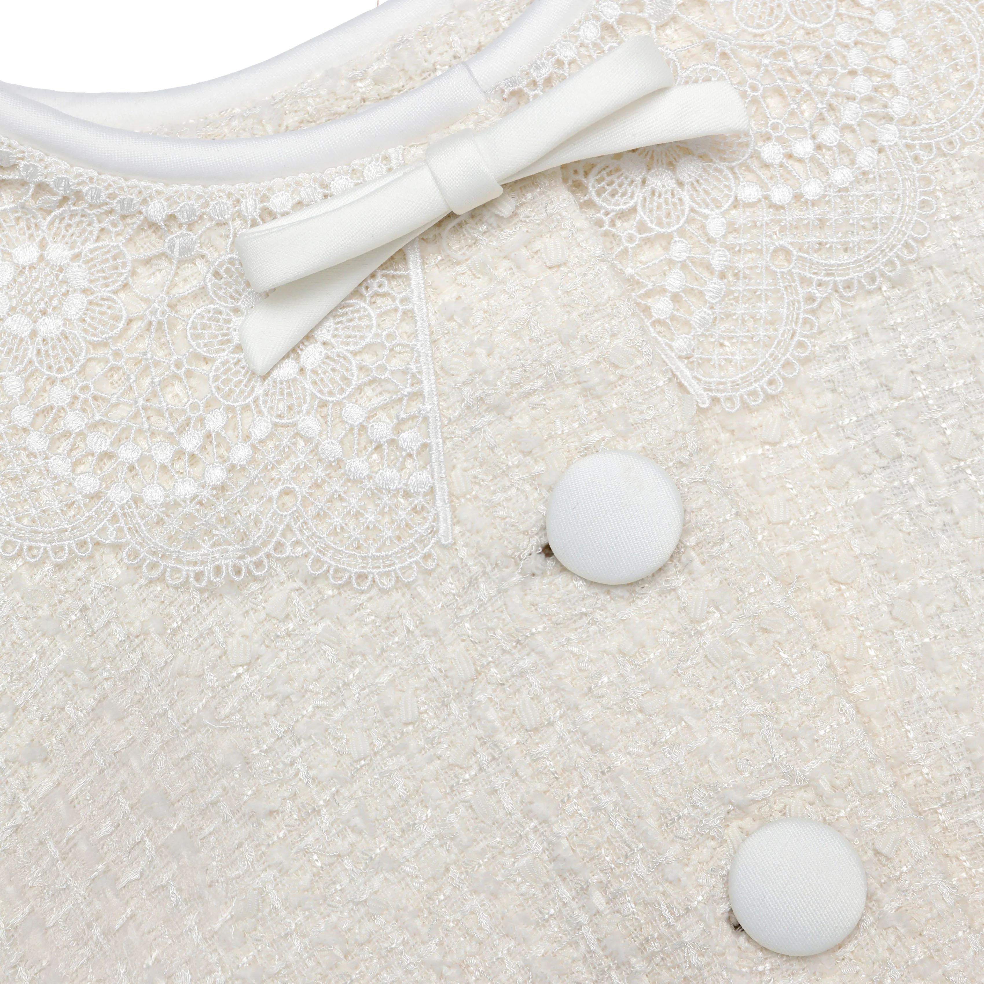 Cream Boucle Lace Collar Jacket - Image 6