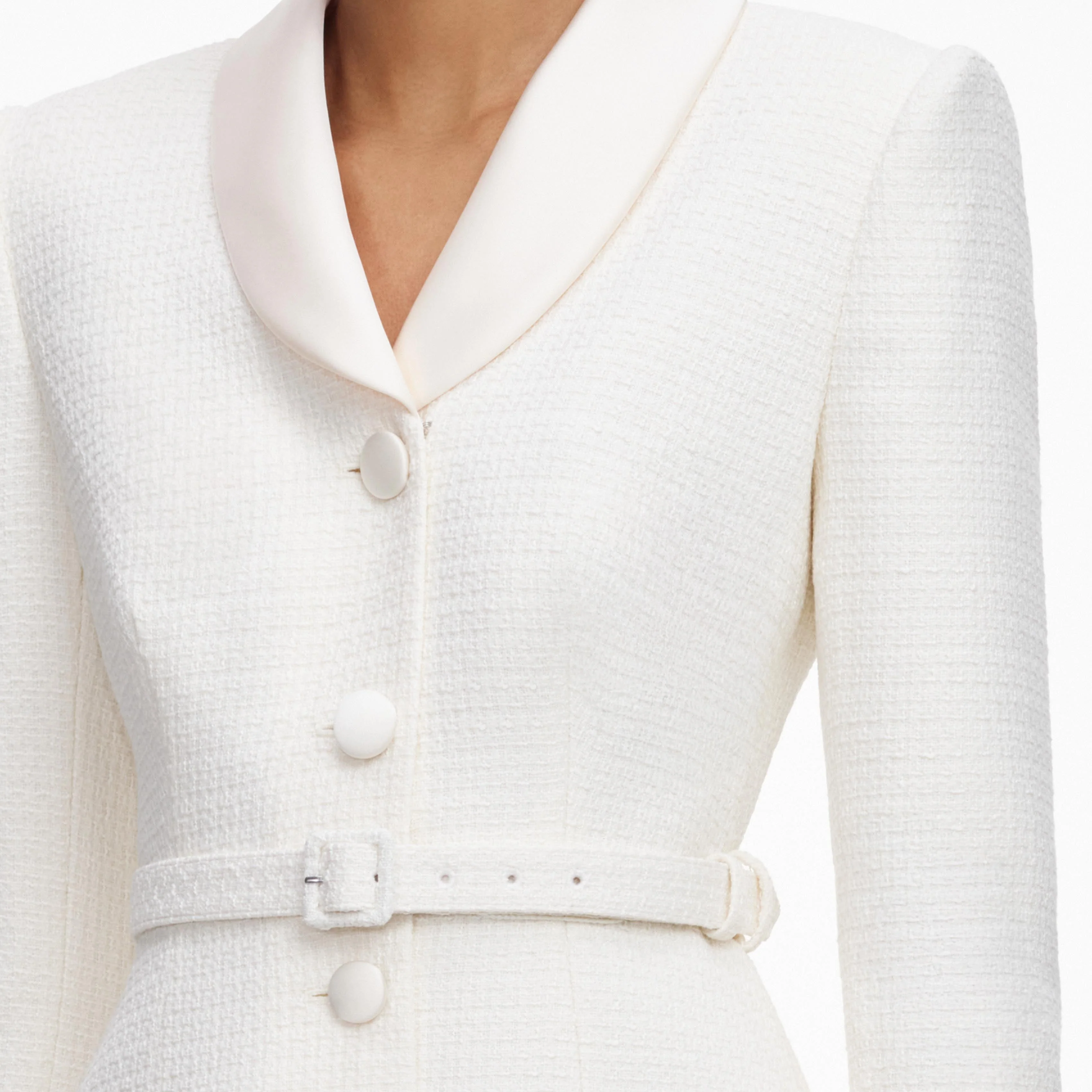 Cream Boucle Tailored Mini Dress - Image 5