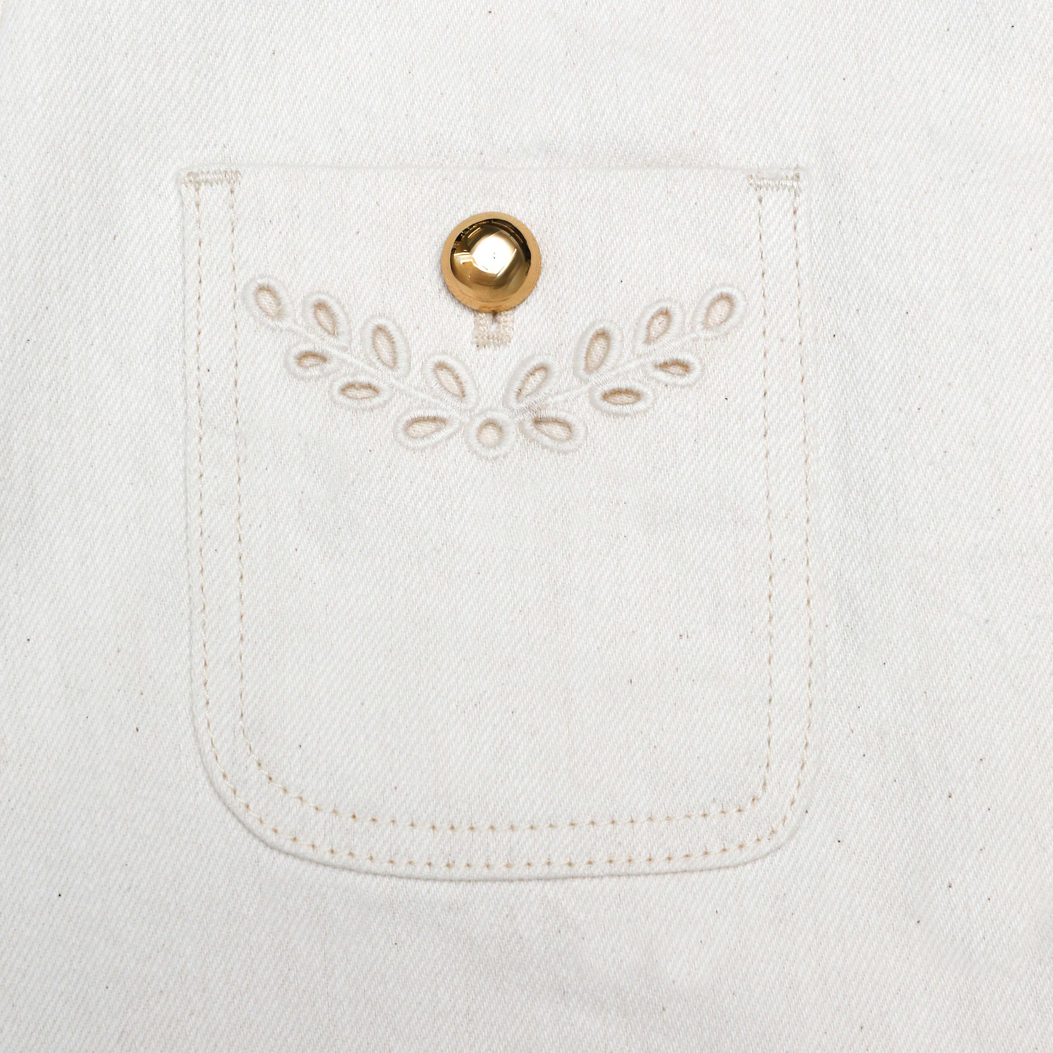 Cream Broderie Denim Mini Skirt - Image 6