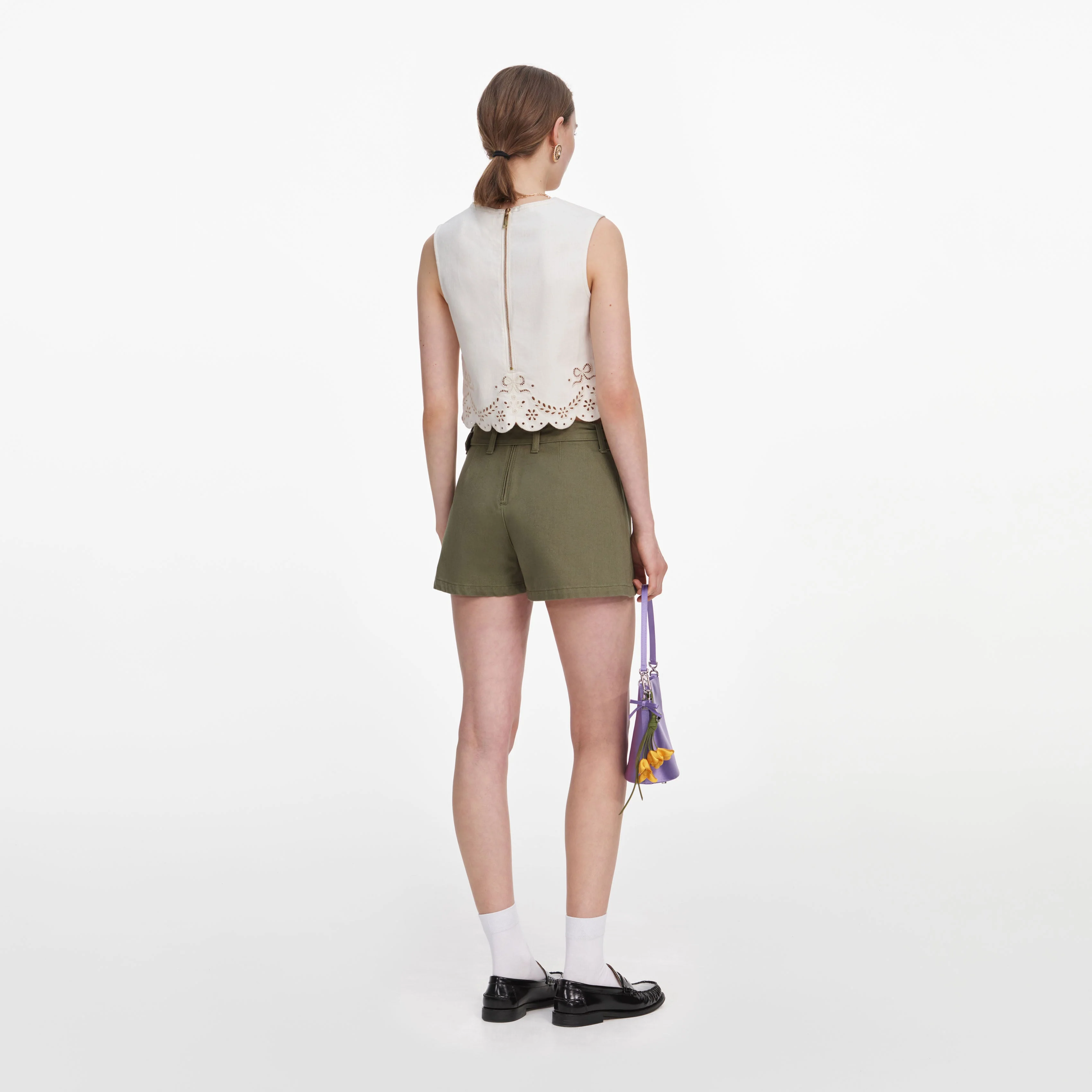 Cream Broderie Denim Top - Image 3
