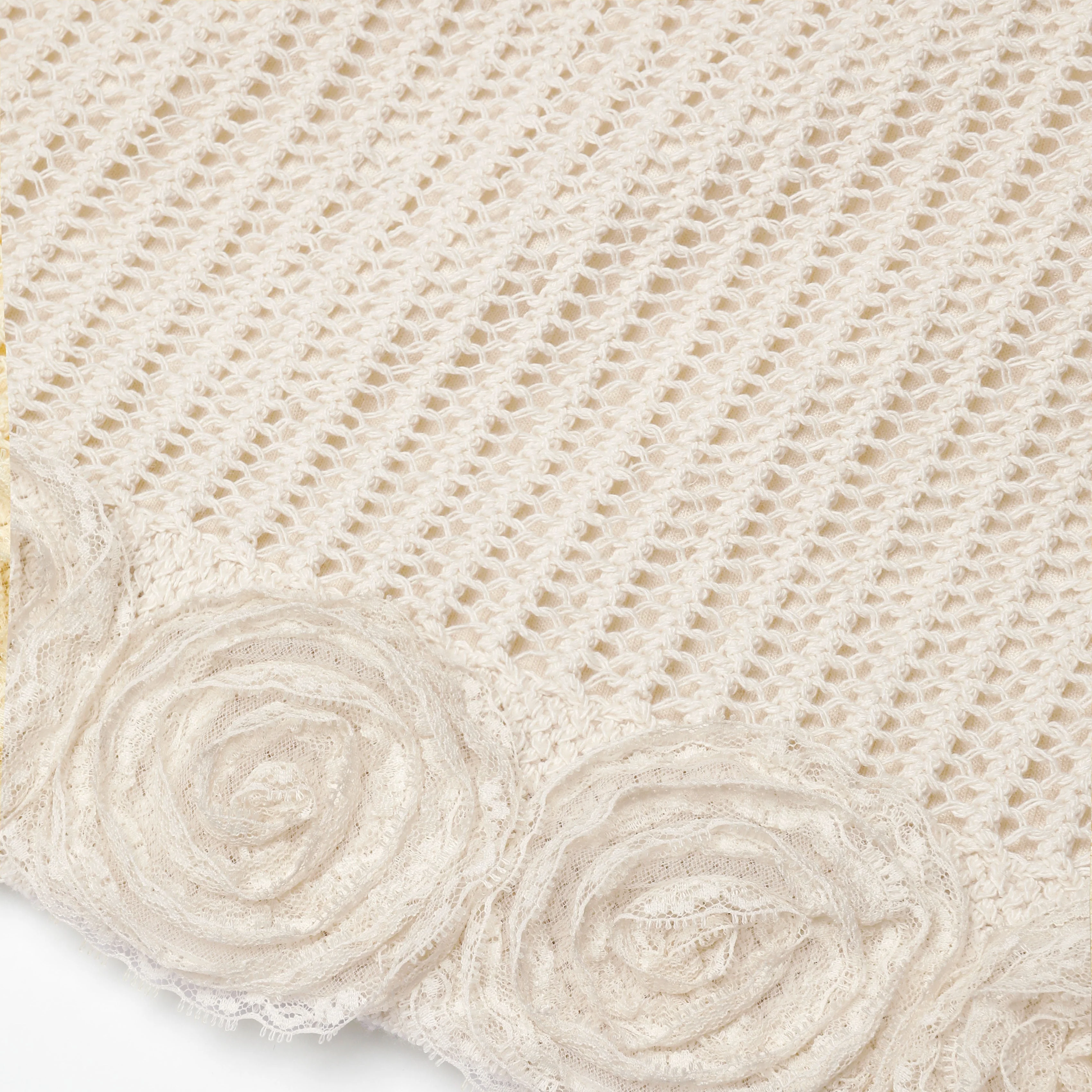 Cream Crochet Flower Knit Mini Skirt - Image 6