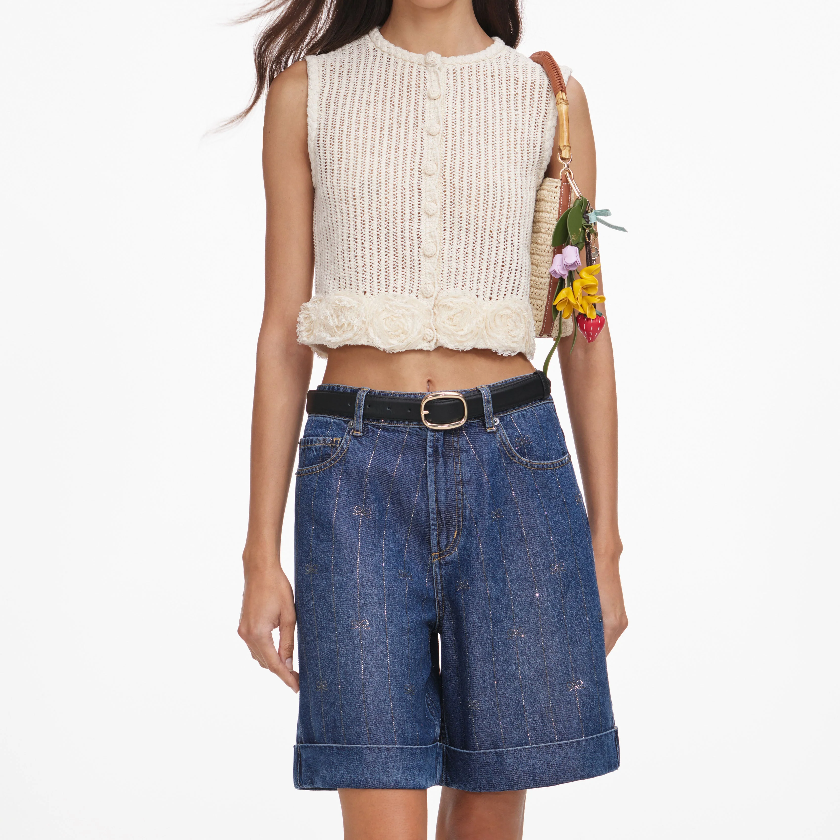 Cream Crochet Flower Knit Top - Image 4