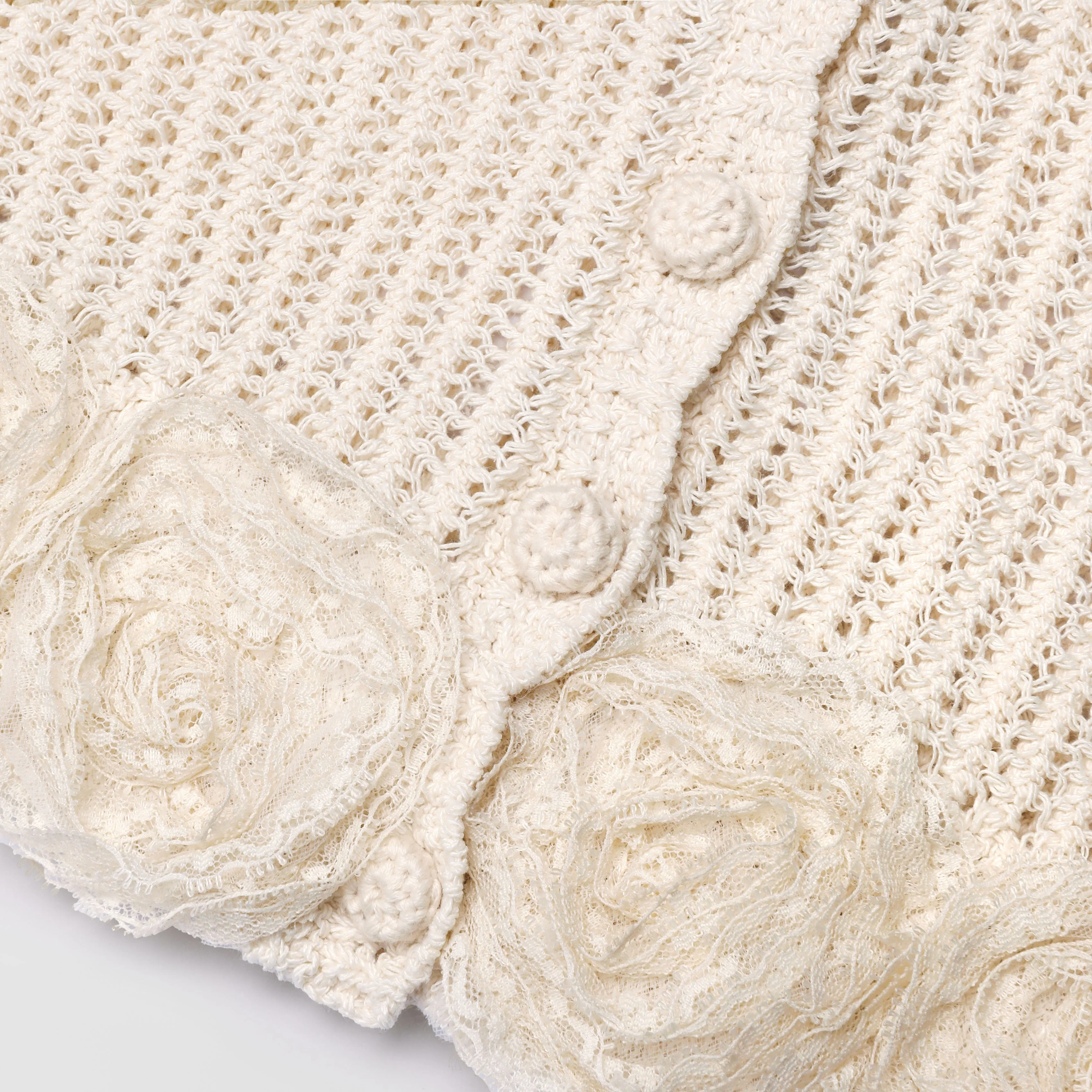 Cream Crochet Flower Knit Top - Image 6