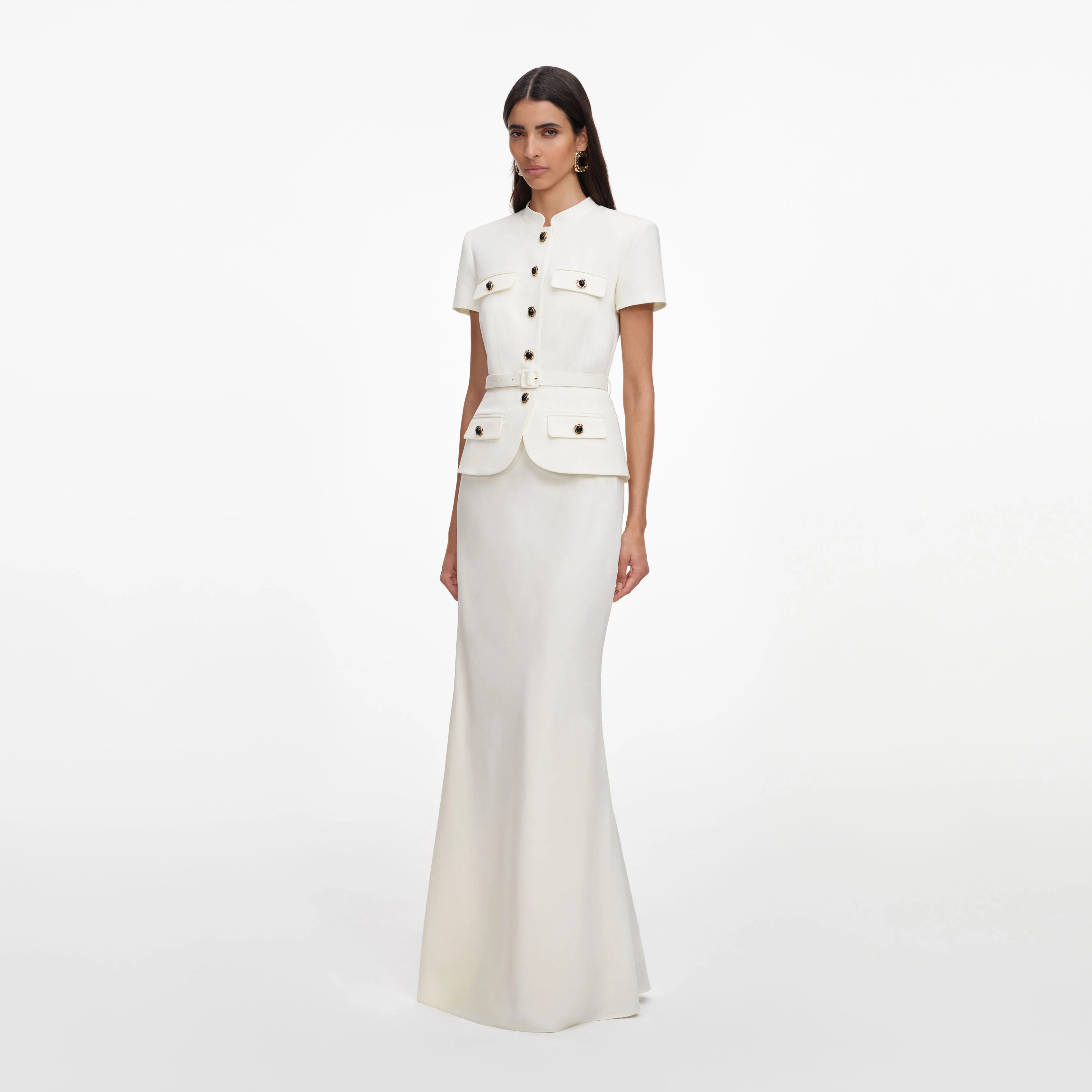 Cream Linen Blend Peplum Maxi Dress - Image 2