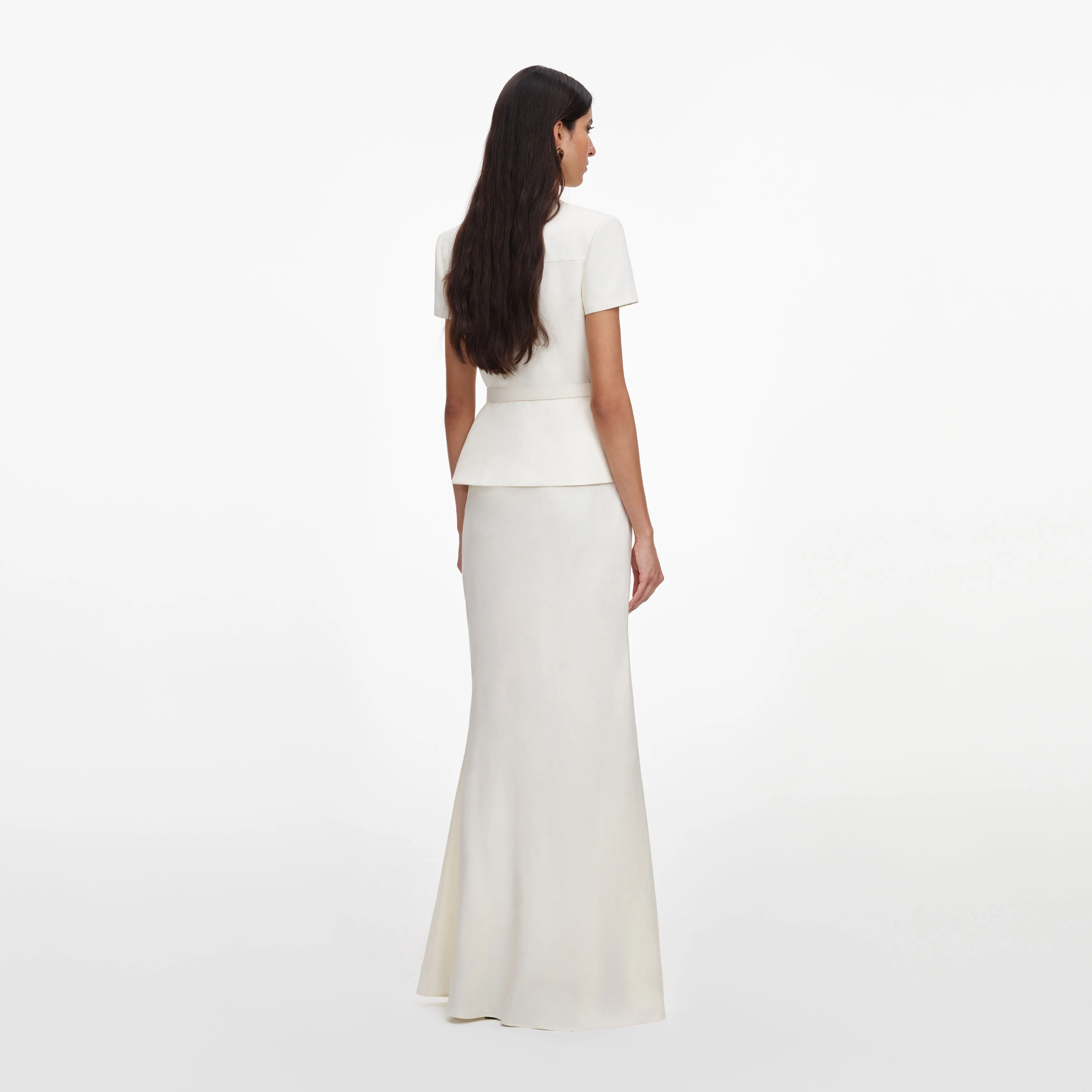 Cream Linen Blend Peplum Maxi Dress - Image 3