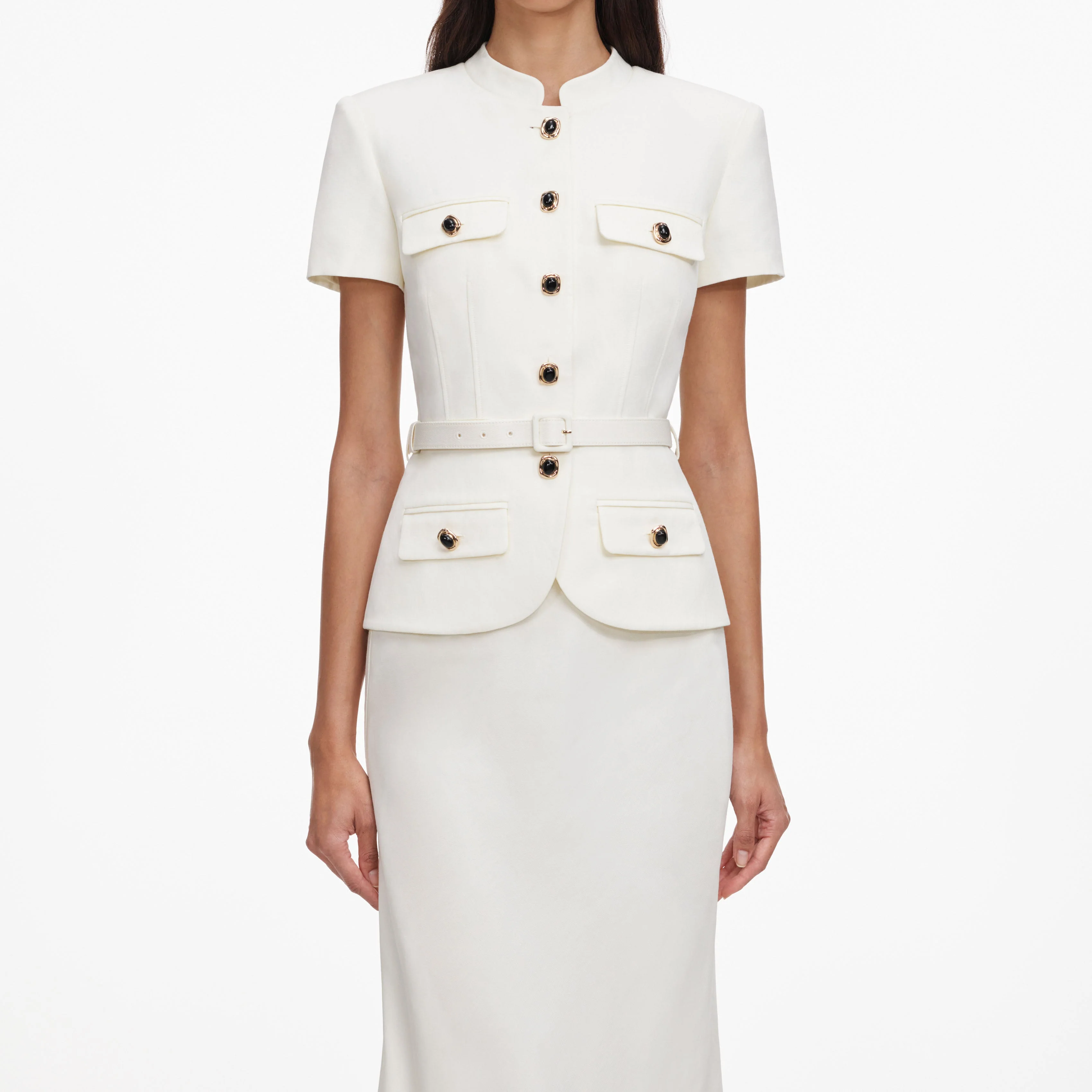 Cream Linen Blend Peplum Maxi Dress - Image 4