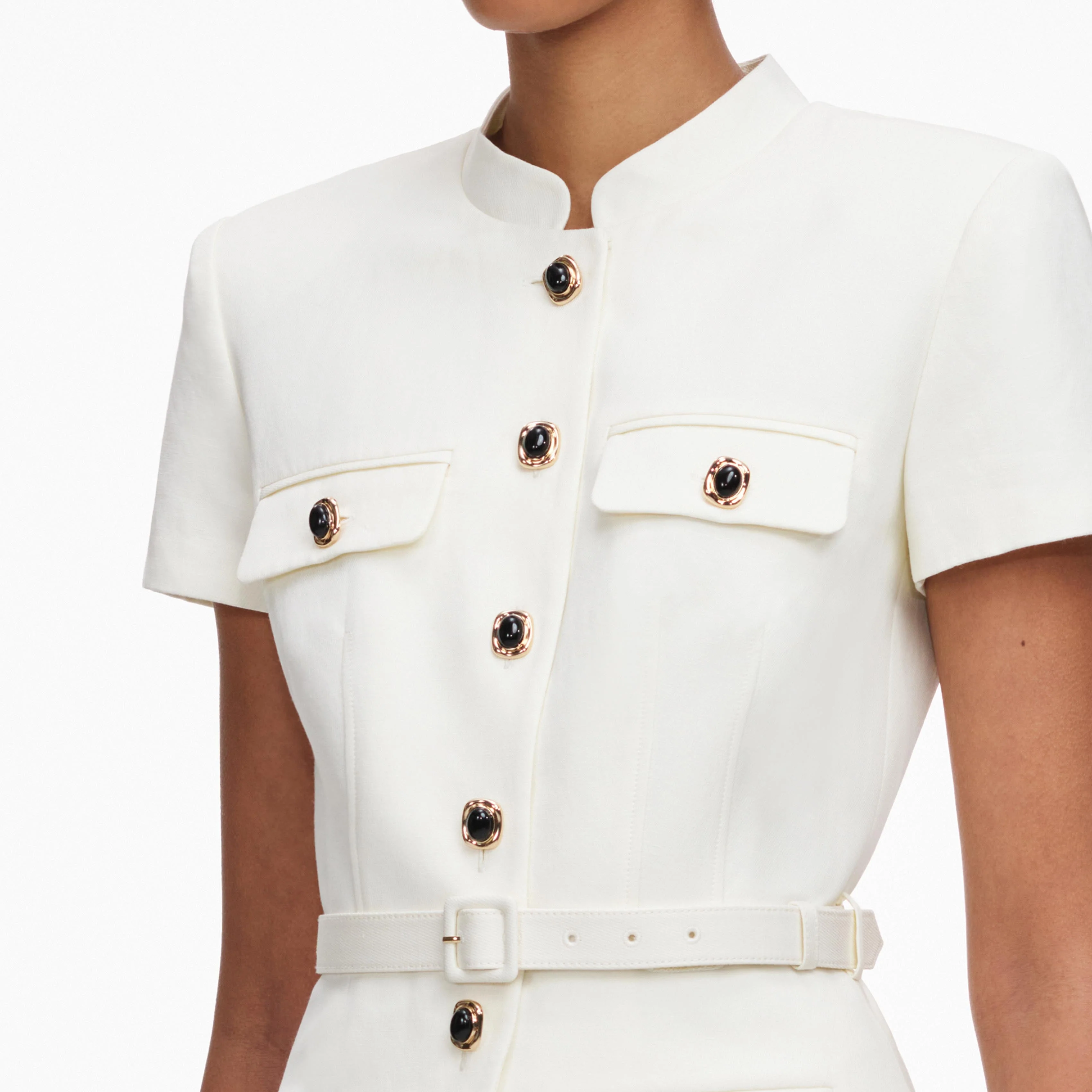 Cream Linen Blend Peplum Playsuit - Image 5