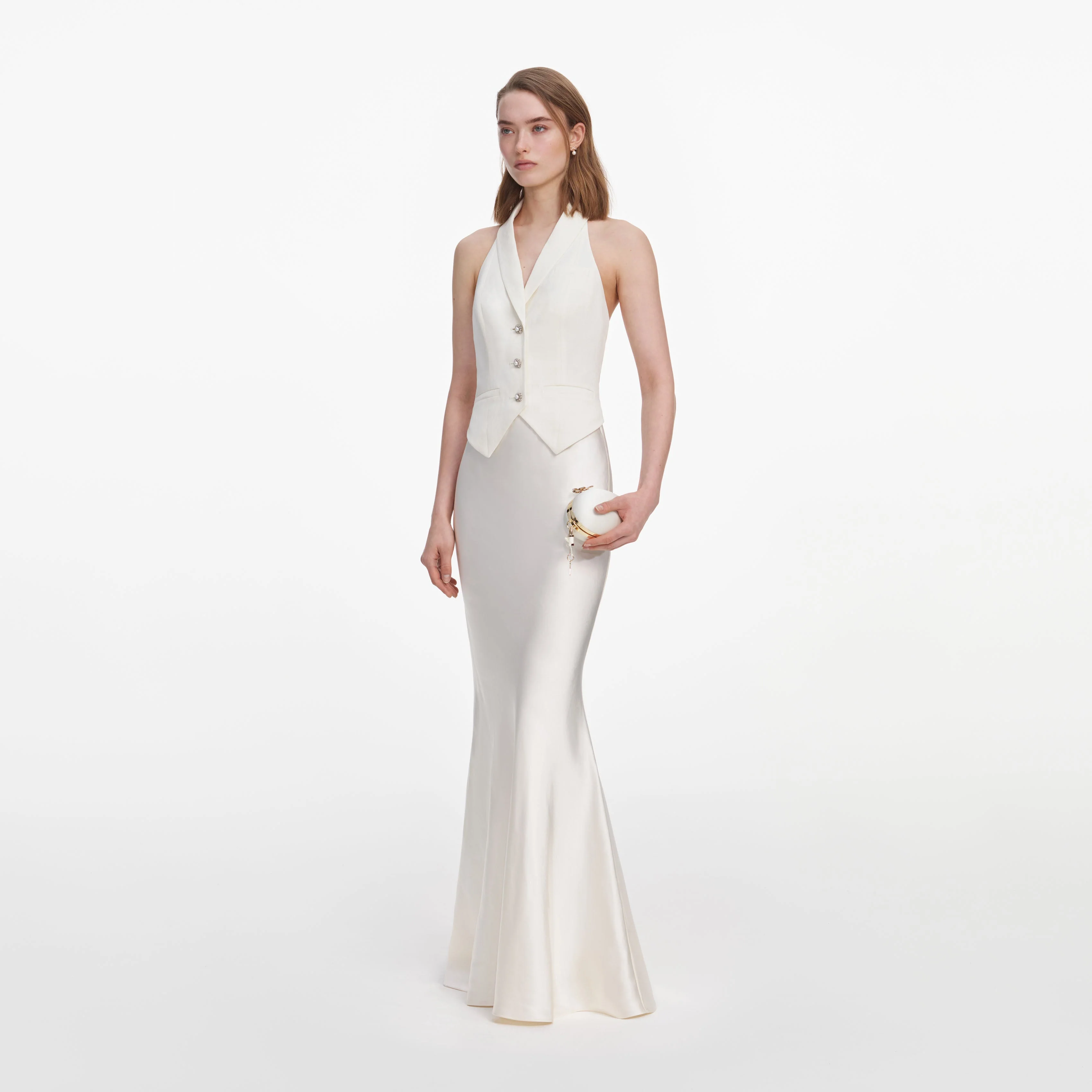 Cream Linen Blend Satin Maxi Dress - Image 2
