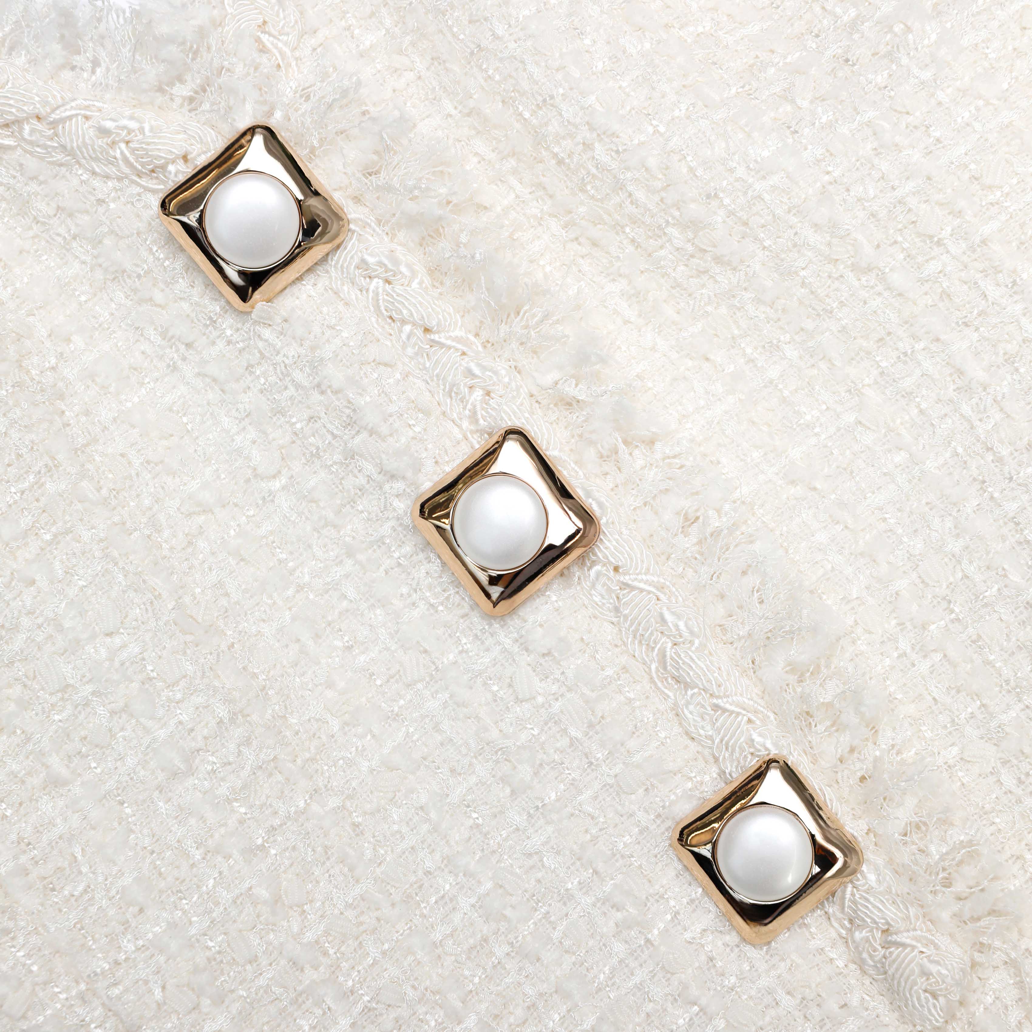 Cream Sleeveless Boucle Mini Dress - Image 6