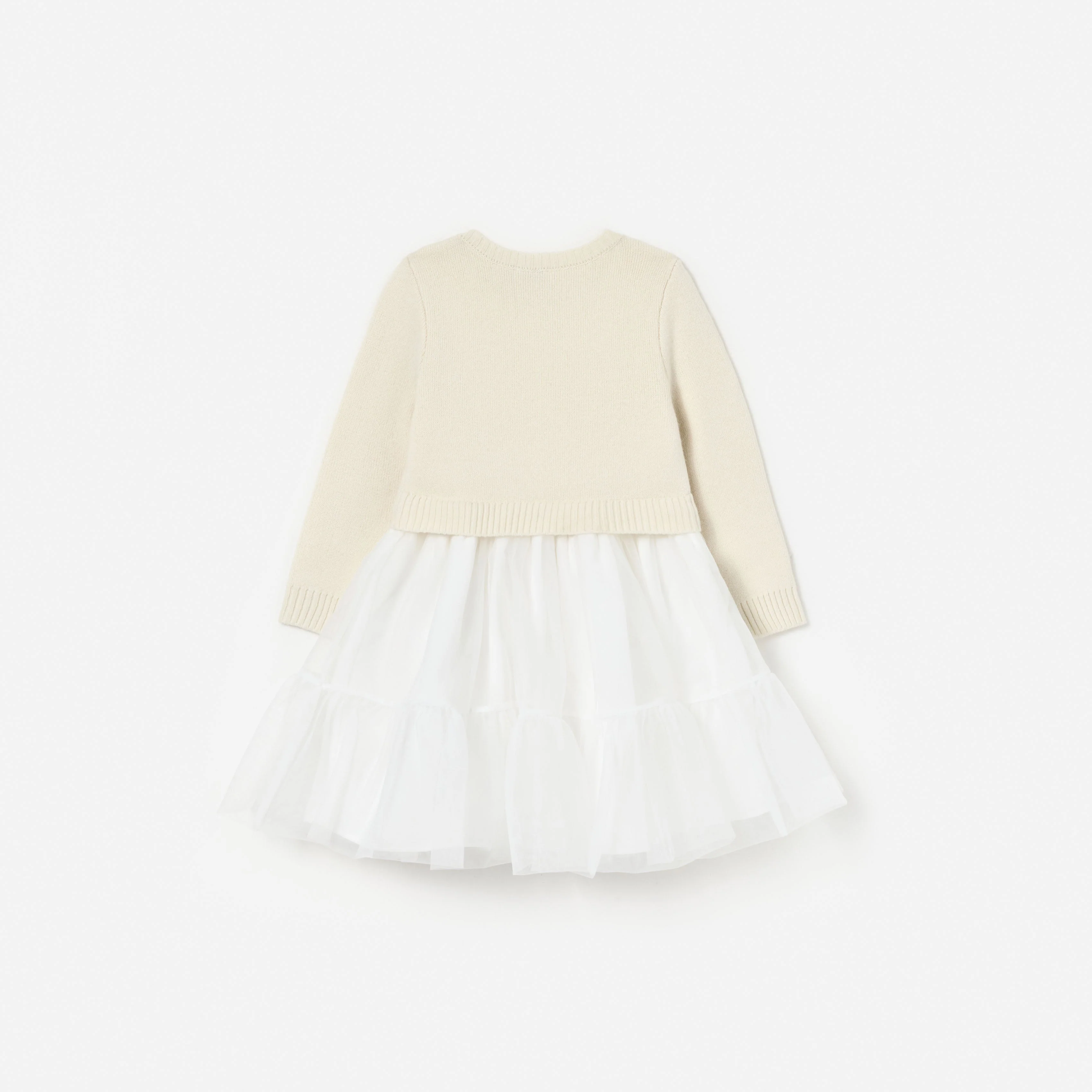 Cream Tulle Knit Dress - Image 2