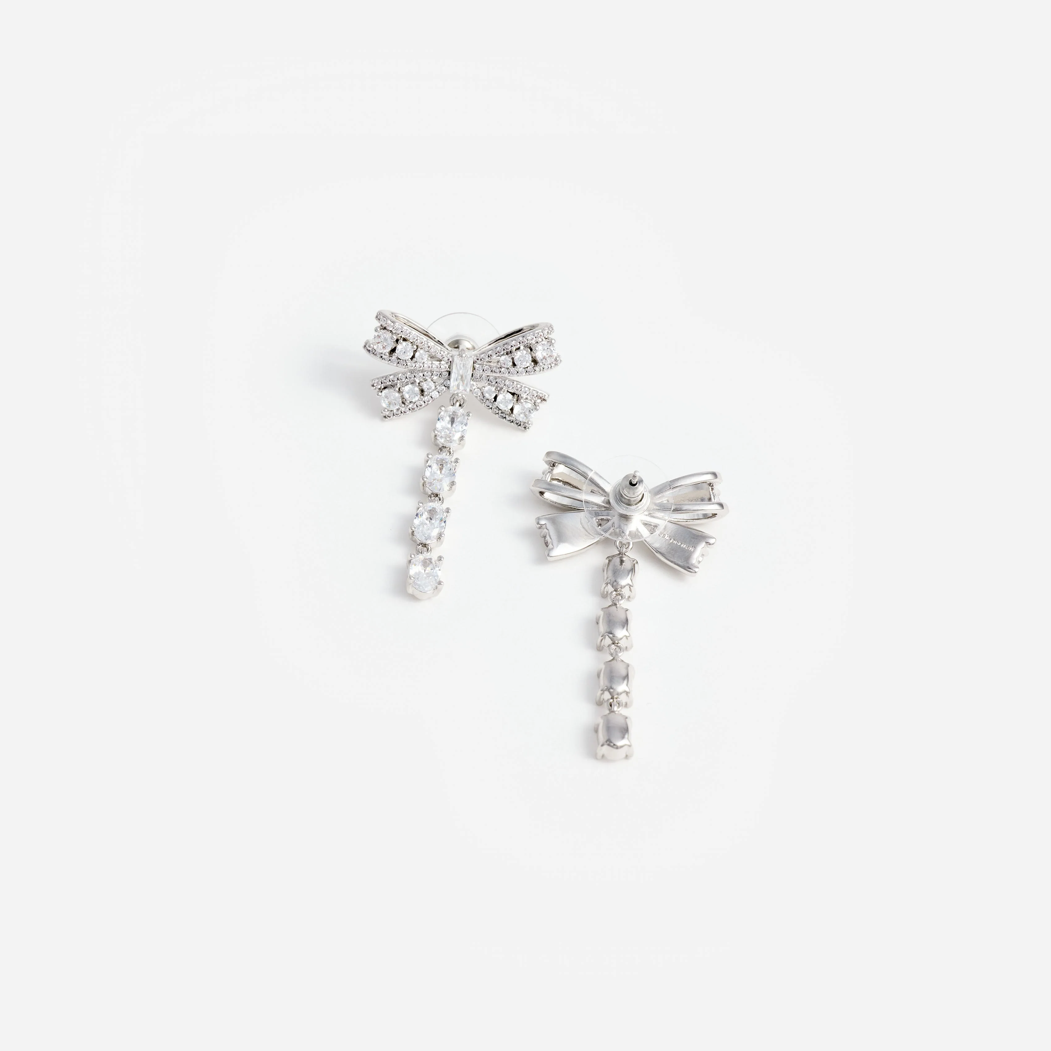 Crystal Bow Droplet Earrings - Image 3