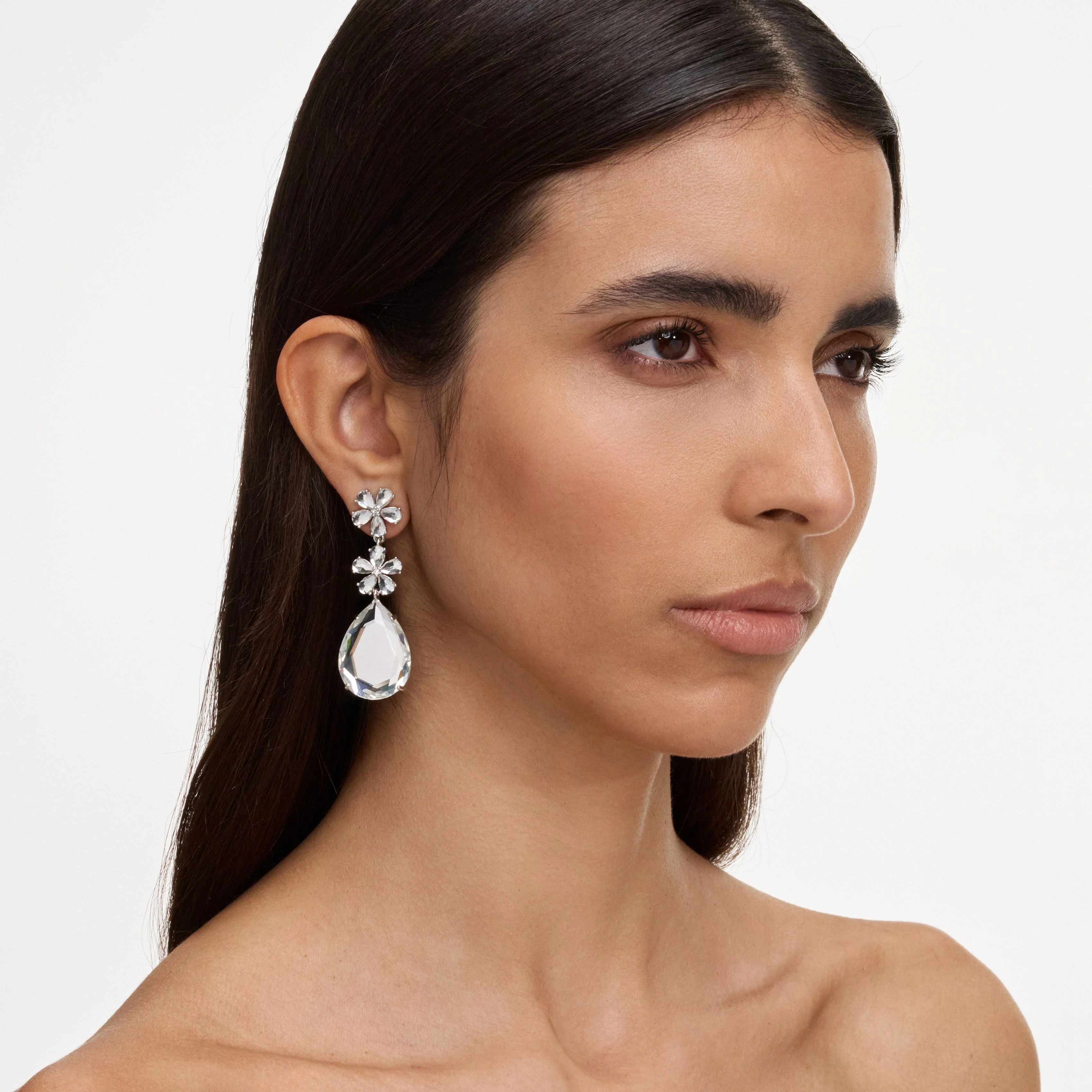 Crystal Flower Tiered Earrings - Image 2