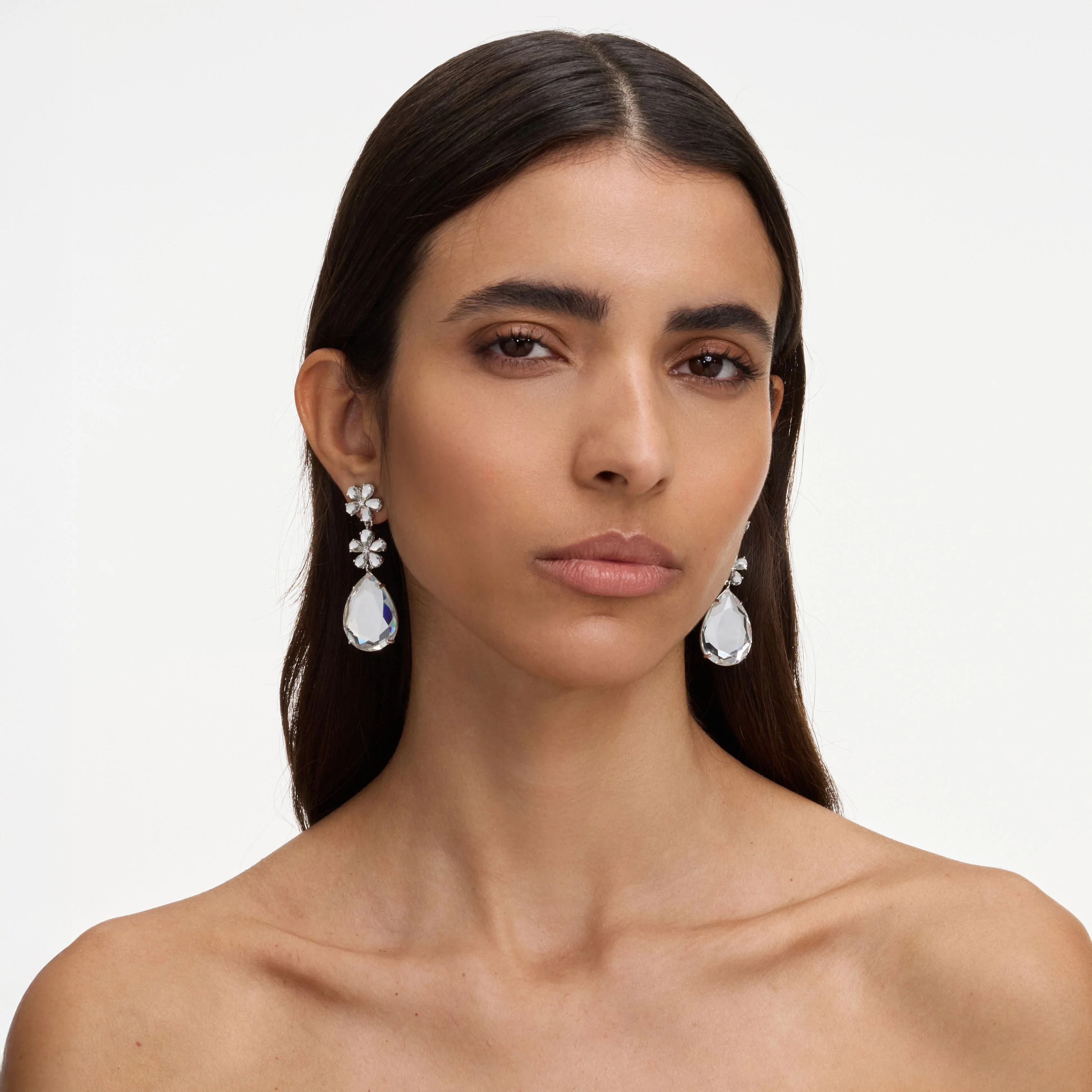 Crystal Flower Tiered Earrings - Image 4