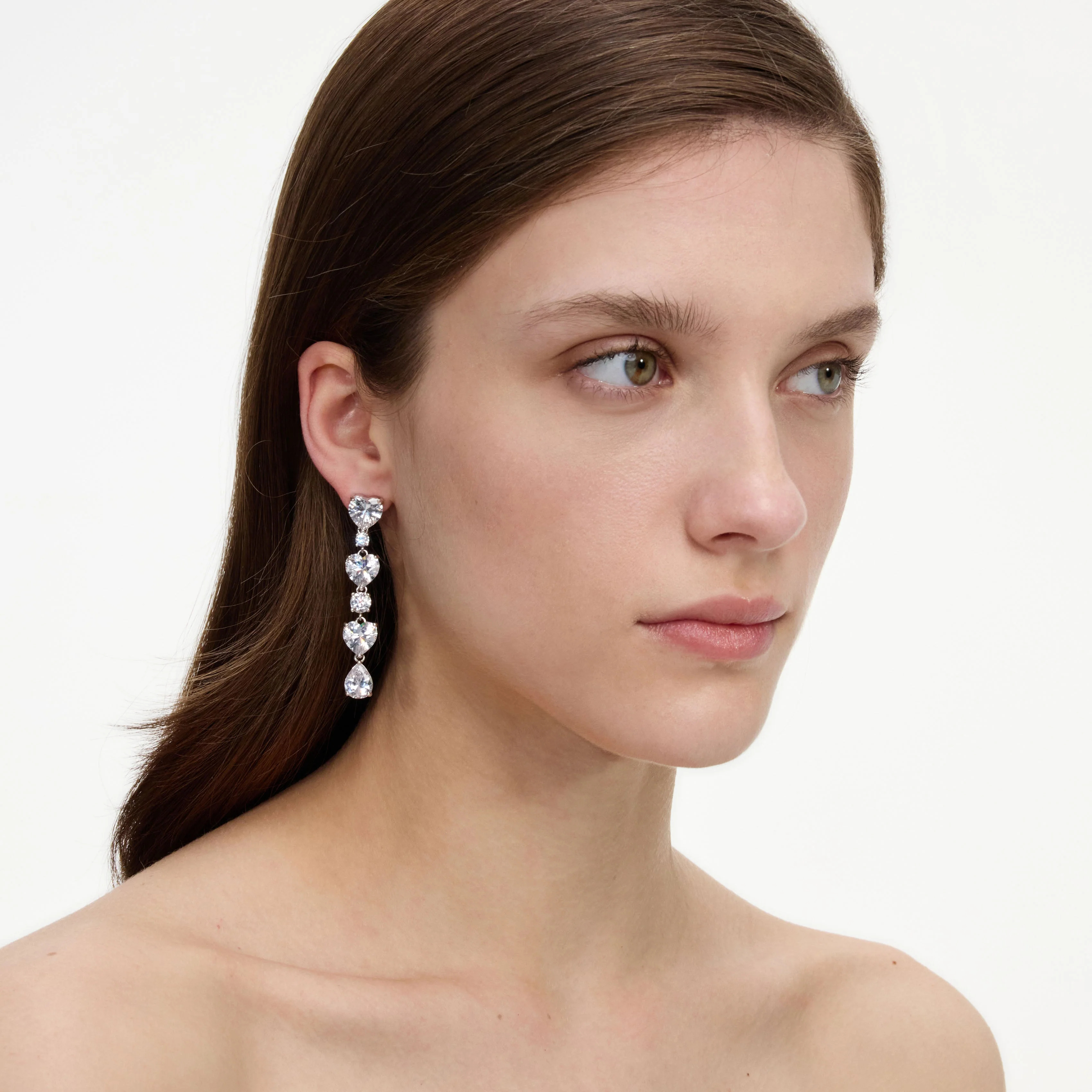 Crystal Heart Tiered Earrings - Image 2
