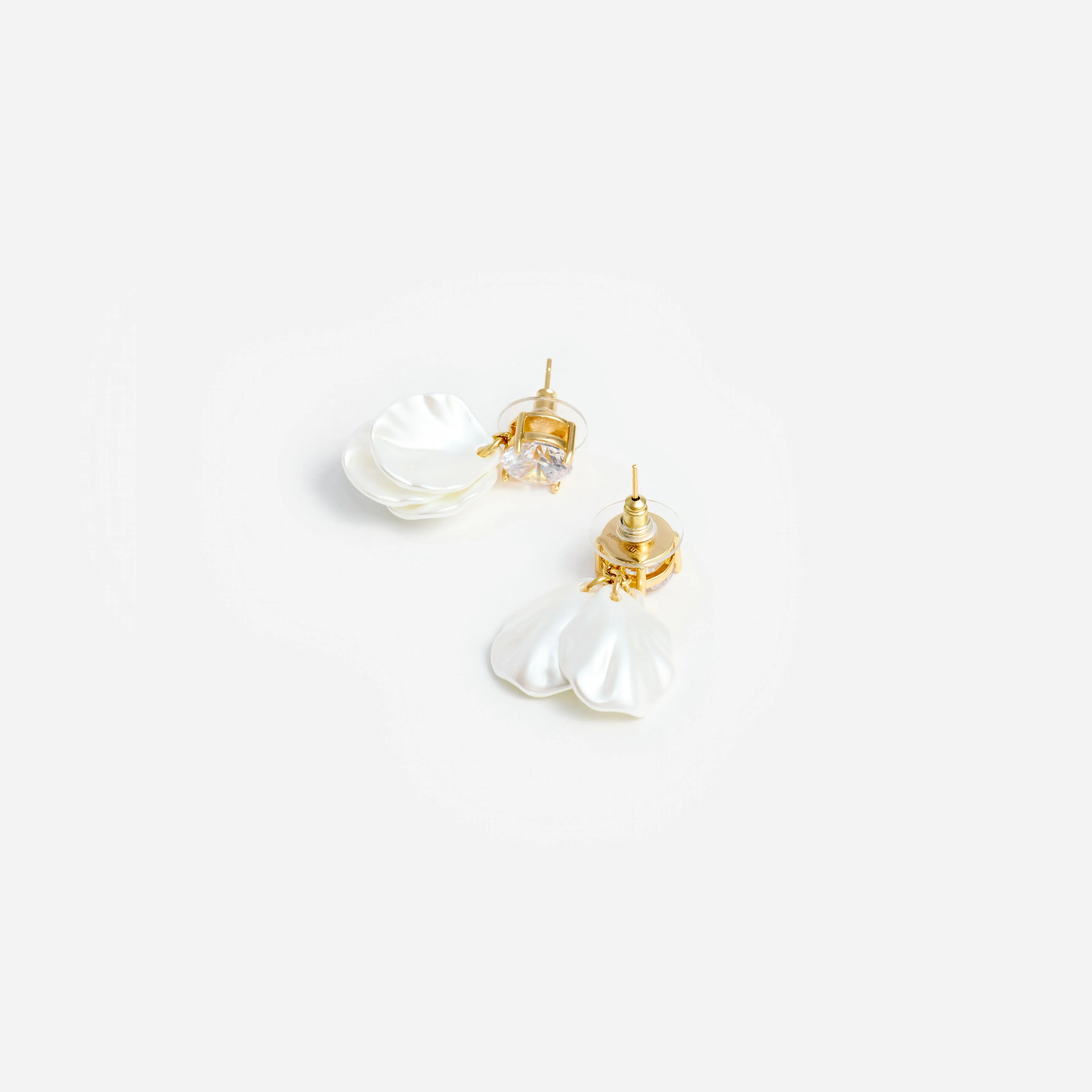 Crystal Pearl Petal Earrings - Image 2