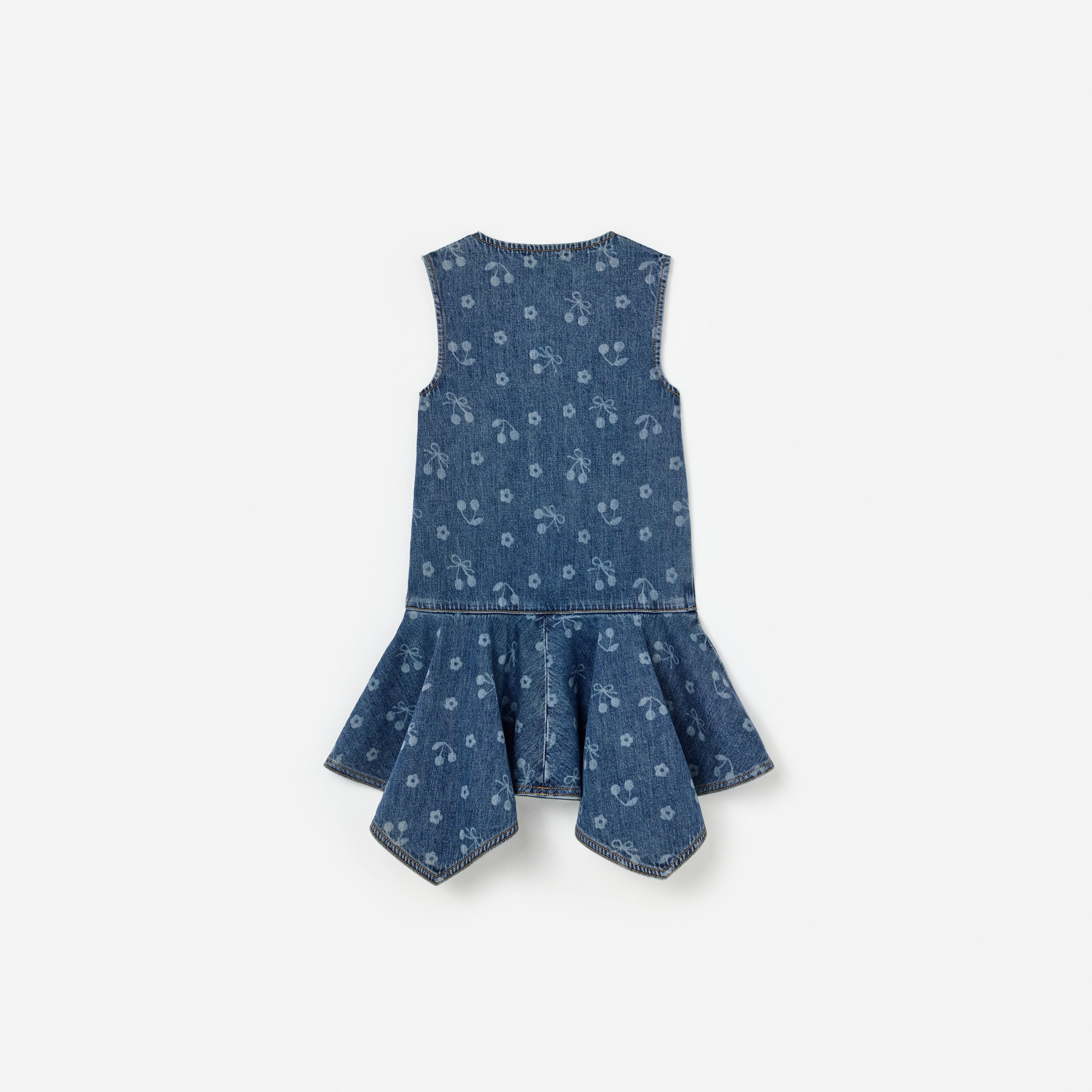 Denim Bow Printed Dress - Image 2