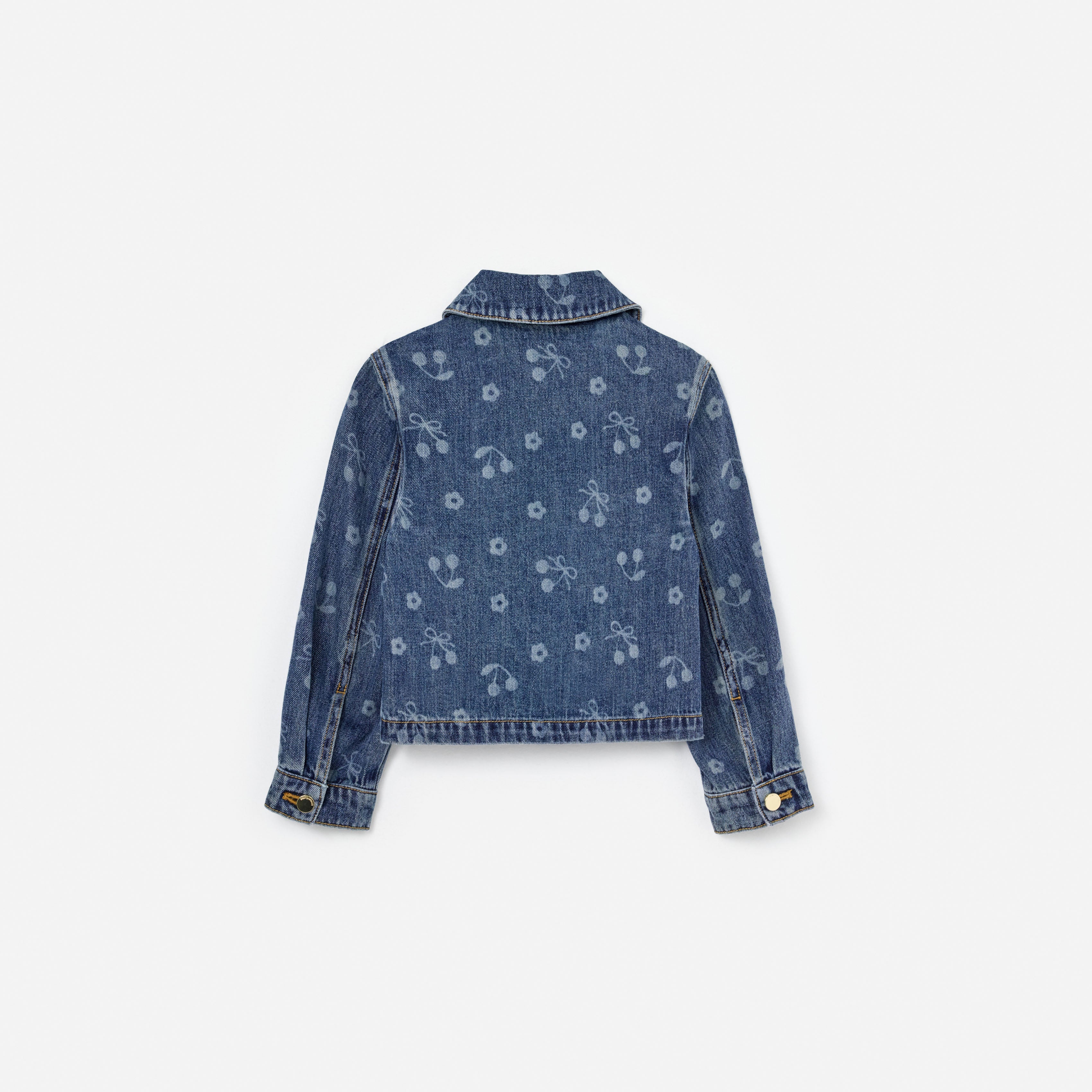 Denim Cherry Bow Printed Jacket - Image 2