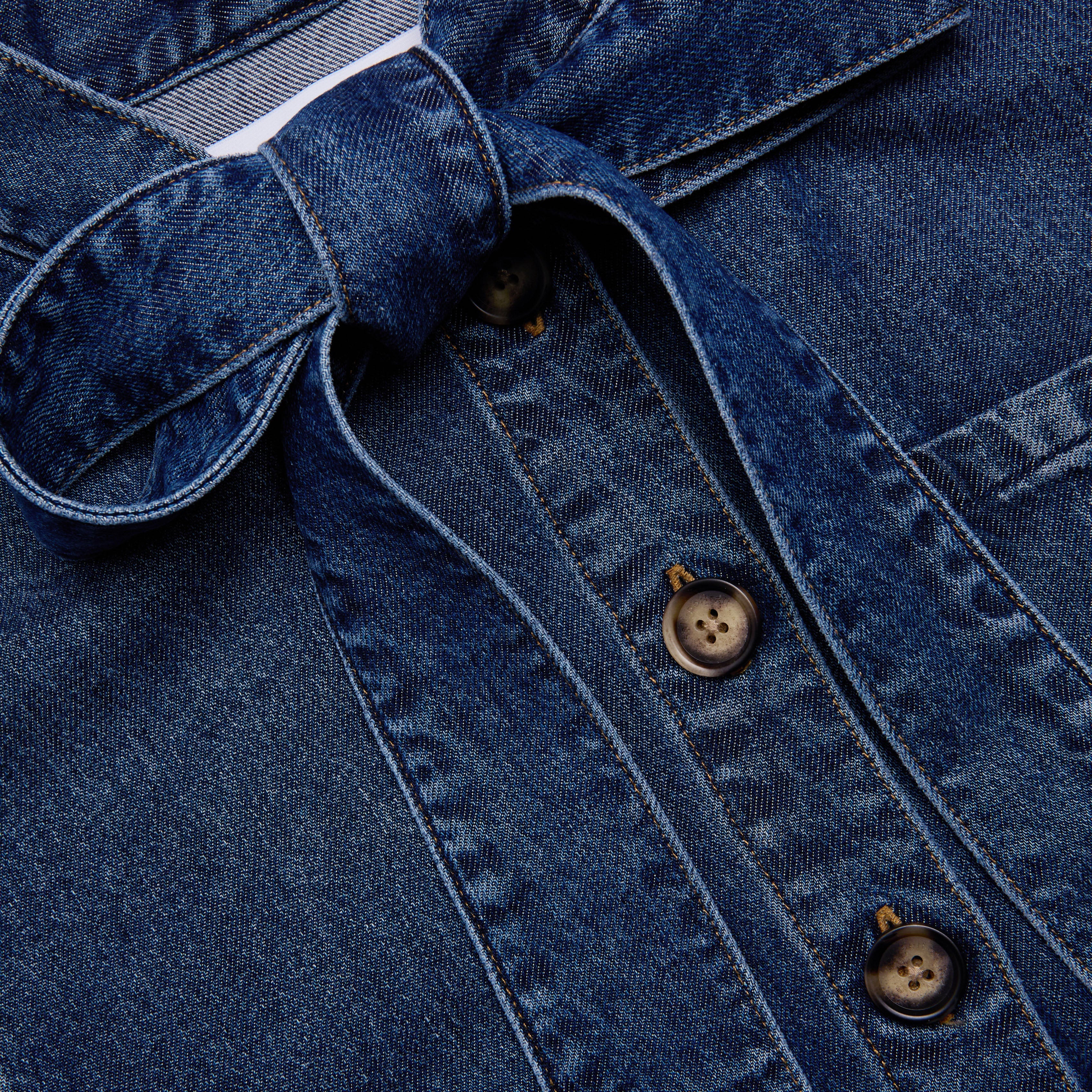 Denim Tie Neck Shirt - Image 5