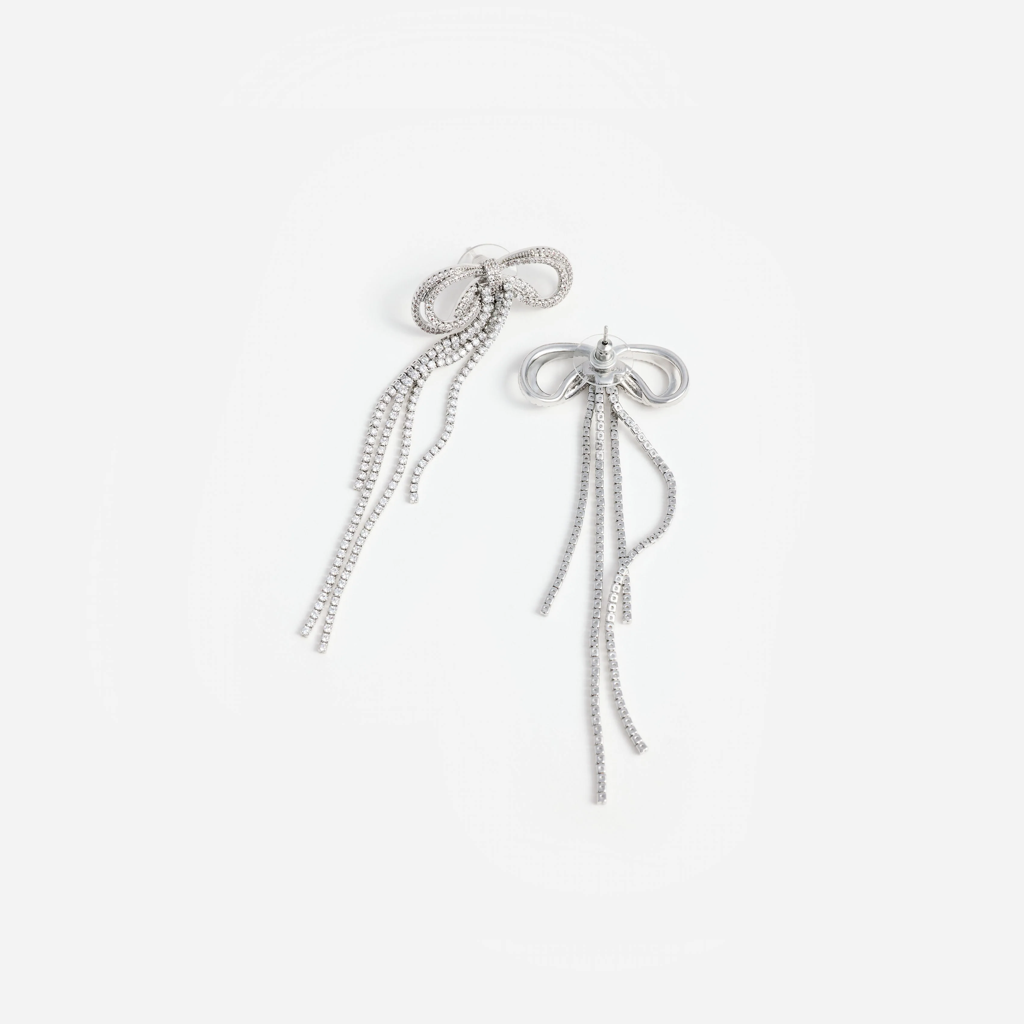 Double Crystal Bow Earrings - Image 3