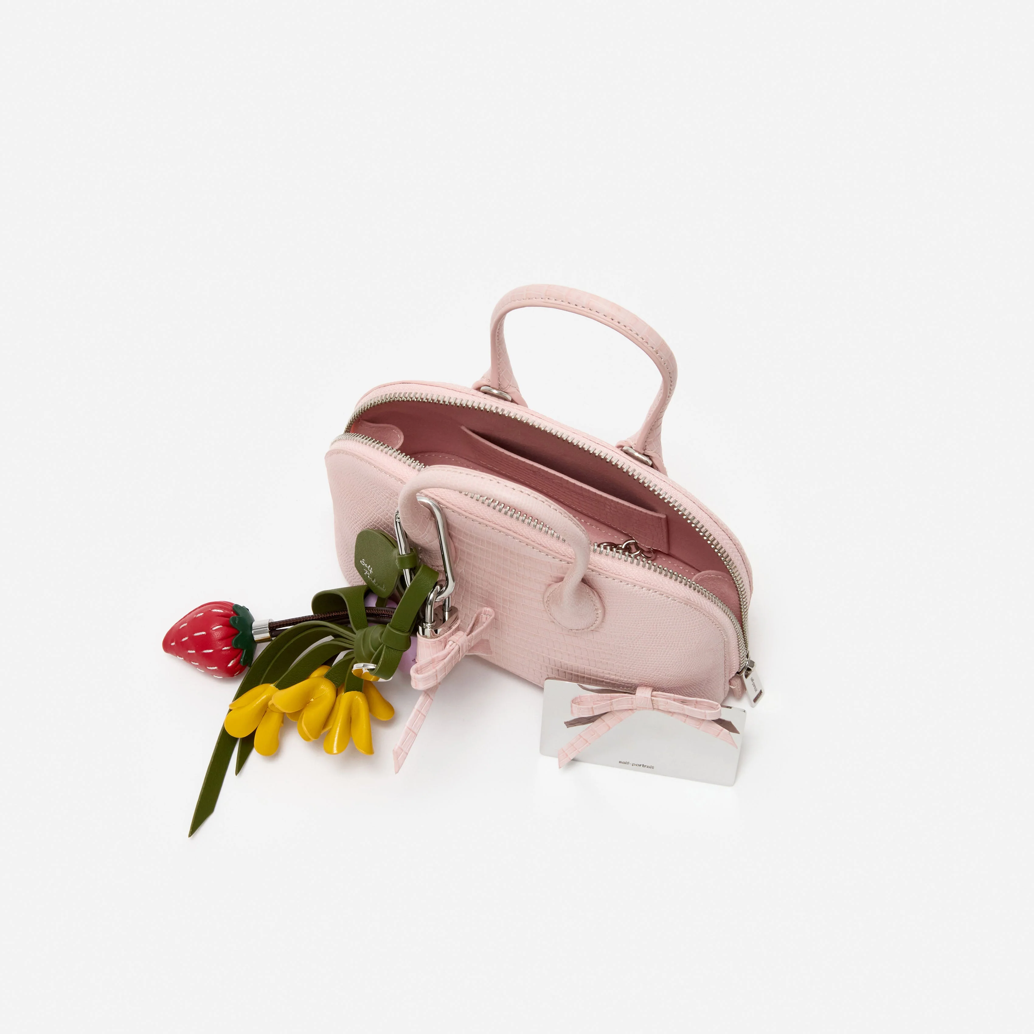 Embossed Leather Pink Mini Bag - Image 5