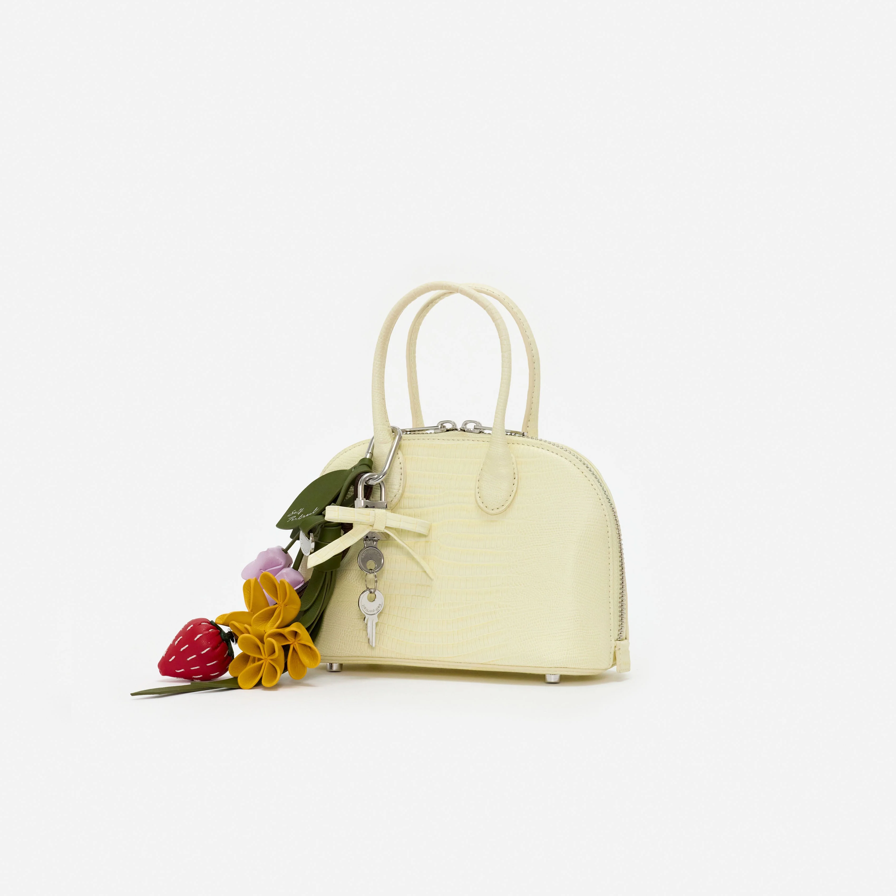 Embossed Leather Yellow Mini Bag - Image 2