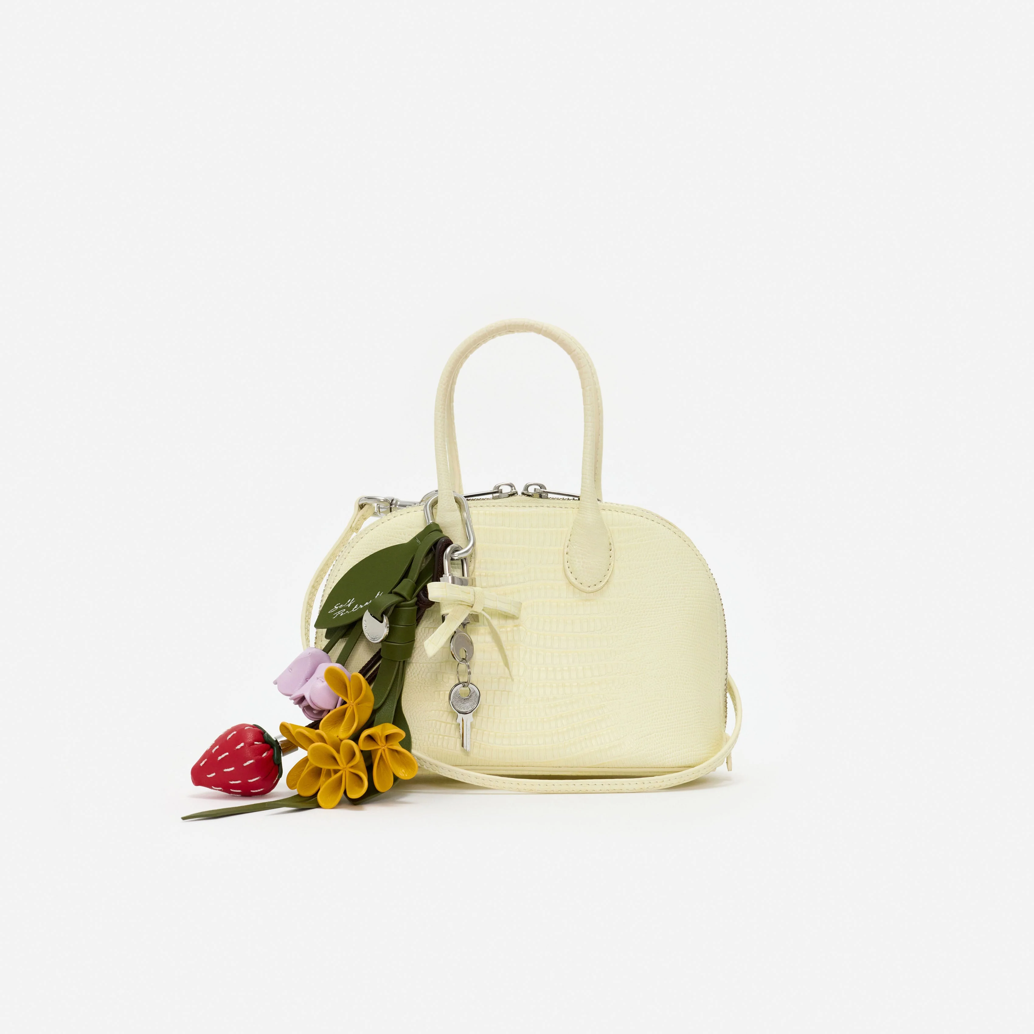 Embossed Leather Yellow Mini Bag - Image 4
