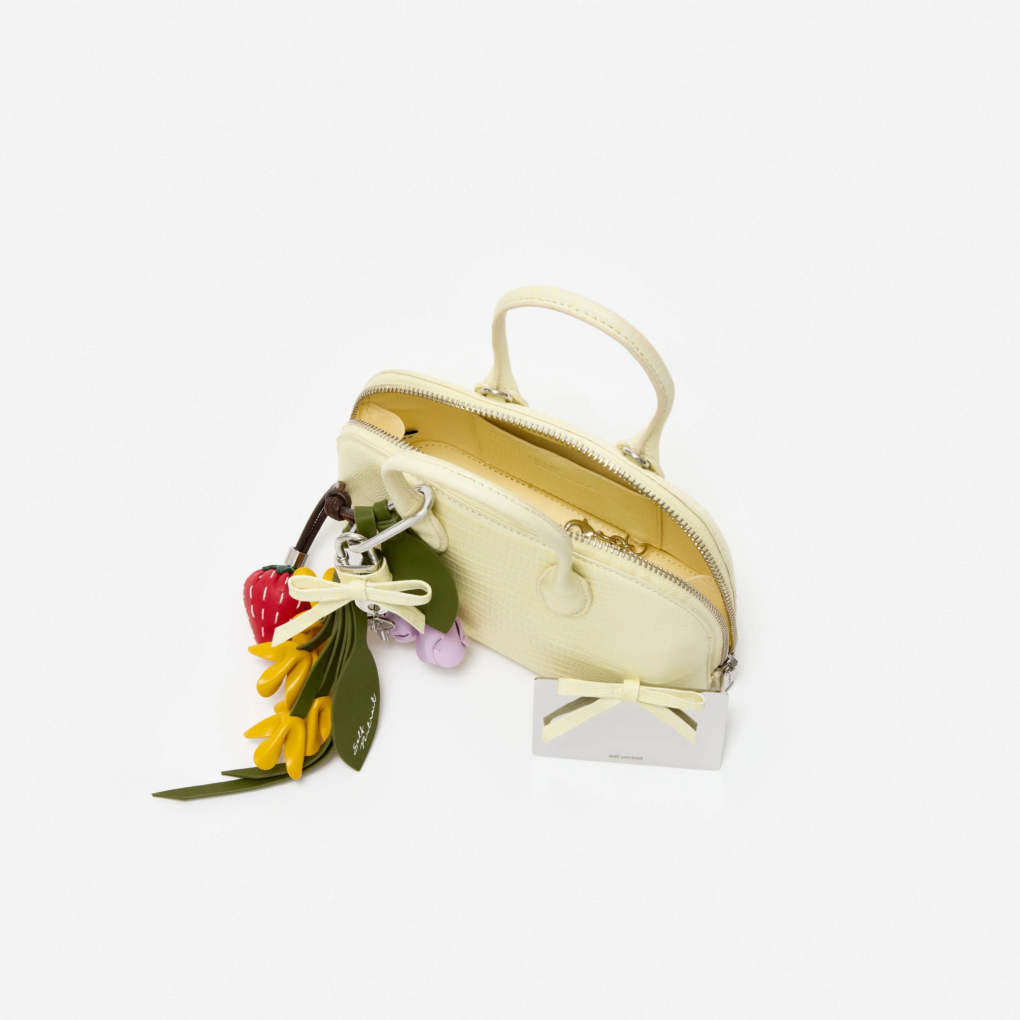 Embossed Leather Yellow Mini Bag - Image 5