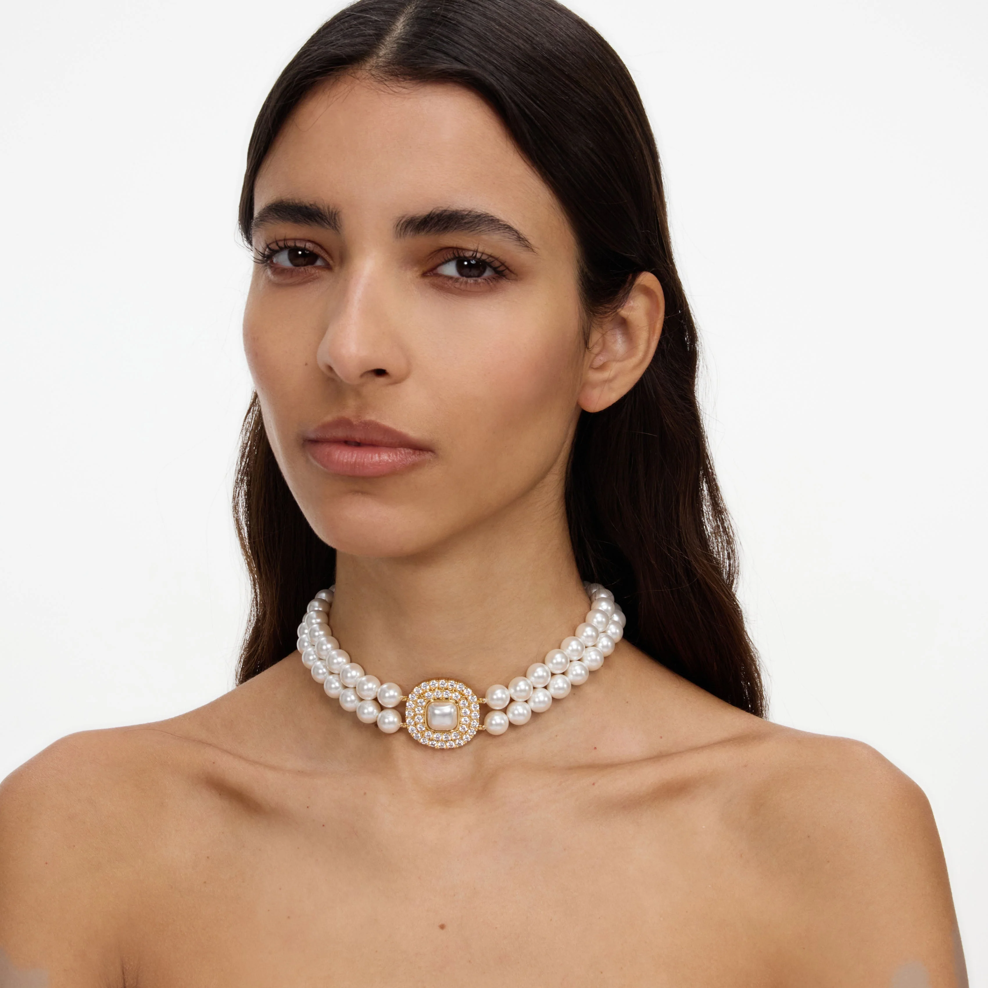 Gold Crystal Pearl Choker - Image 4