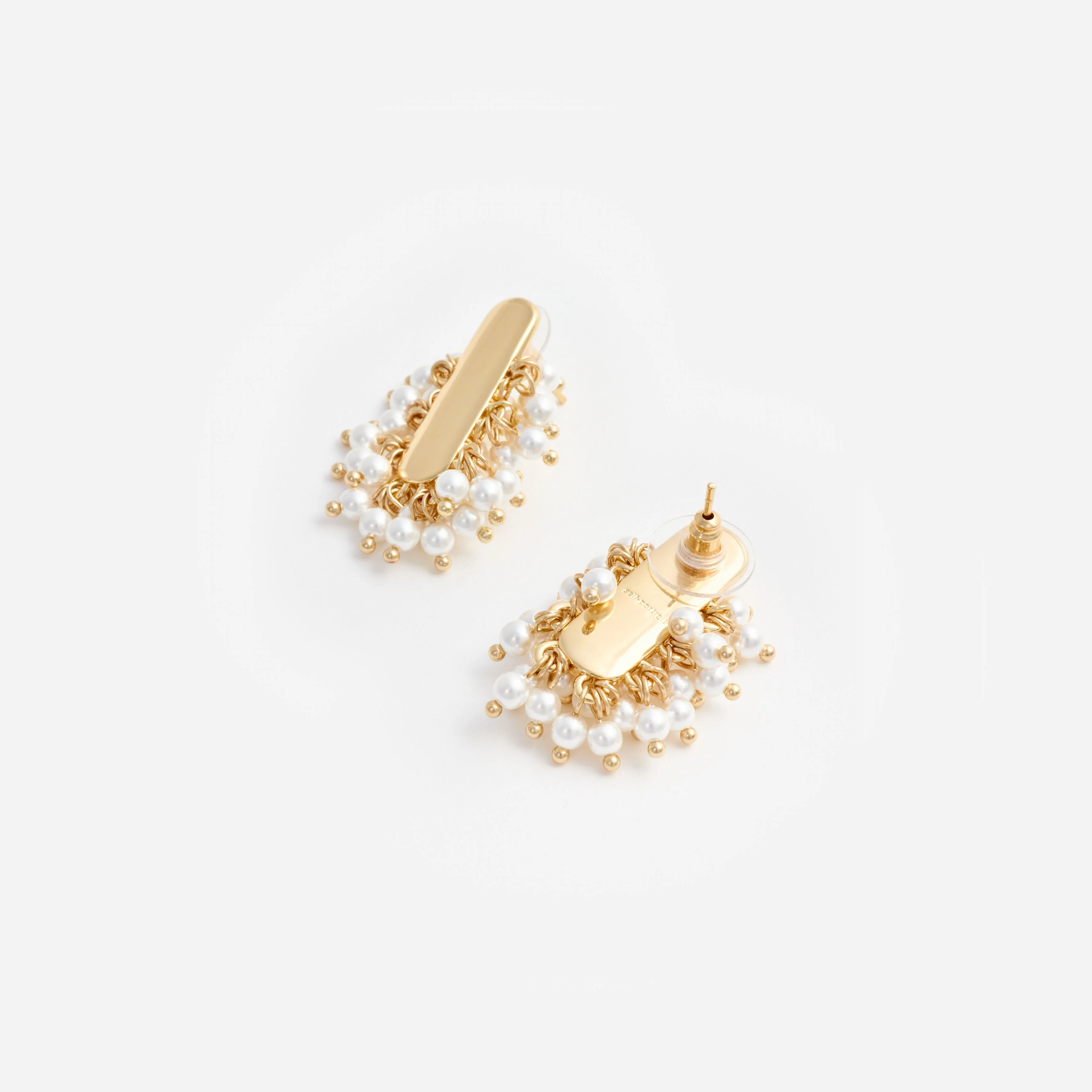 Gold Pearl Cluster Earrings - Image 3