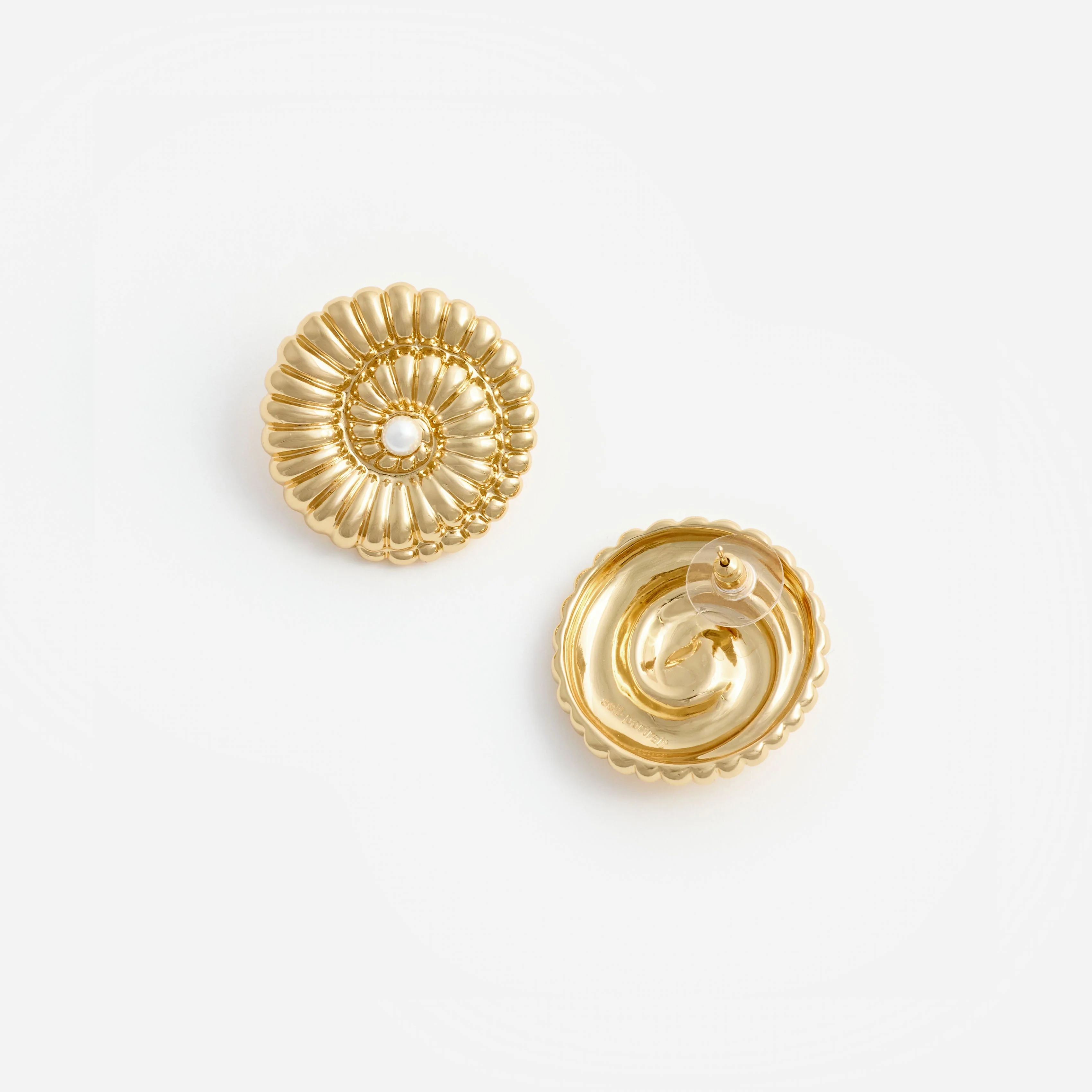 Gold Pearl Shell Earrings - Image 3