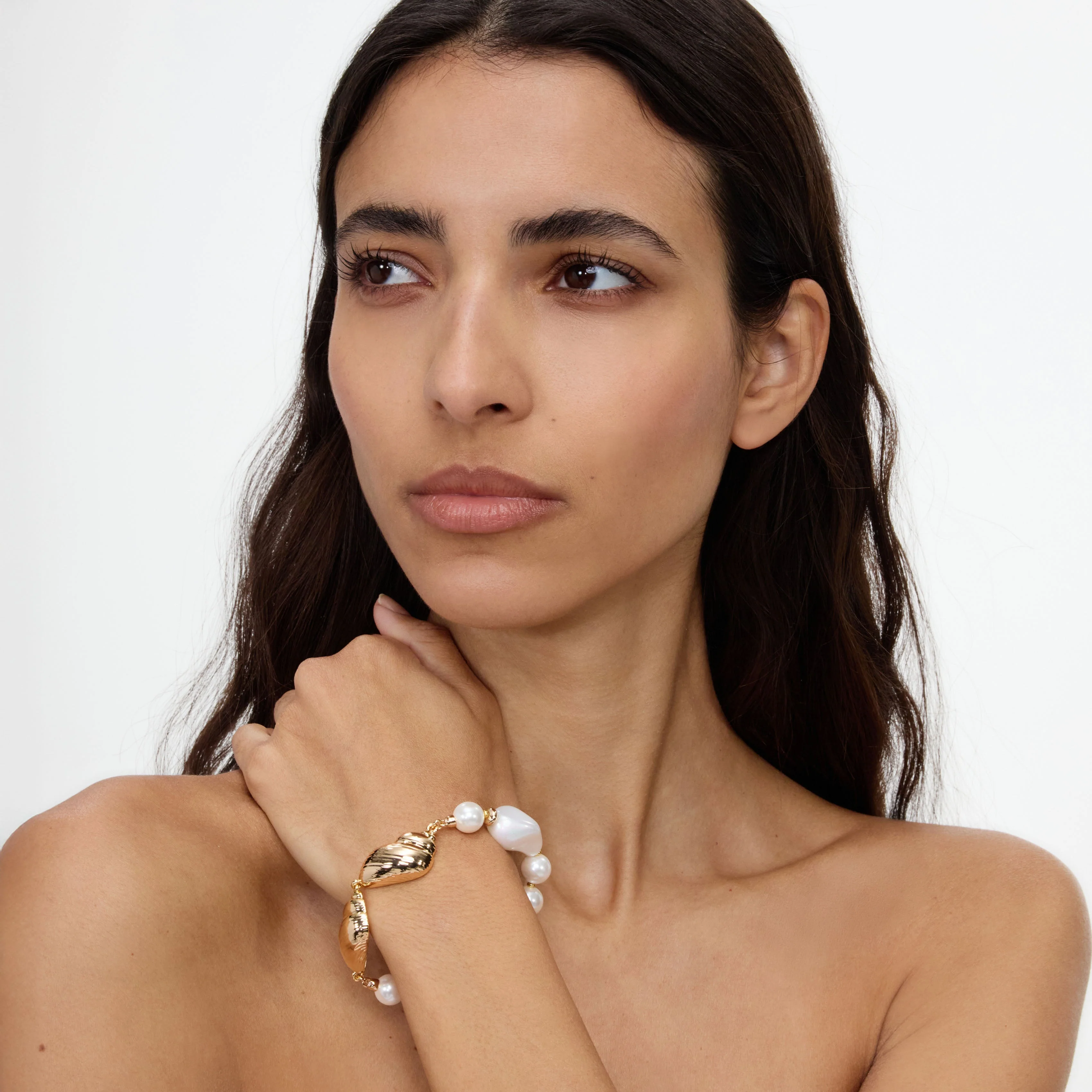 Gold Shell And Pearl Bracelet - Image 2