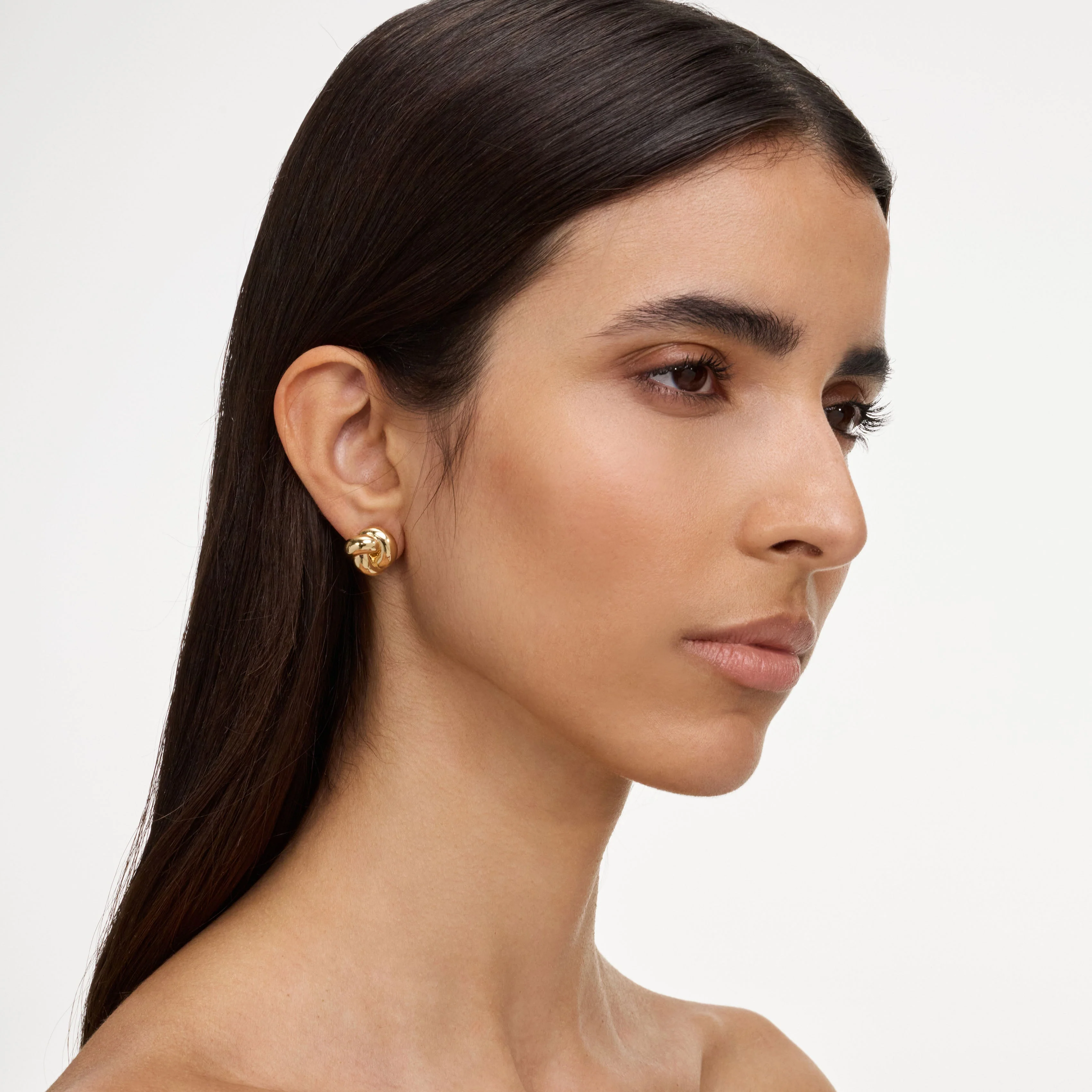 Gold Small Knot Earrings - Image 2