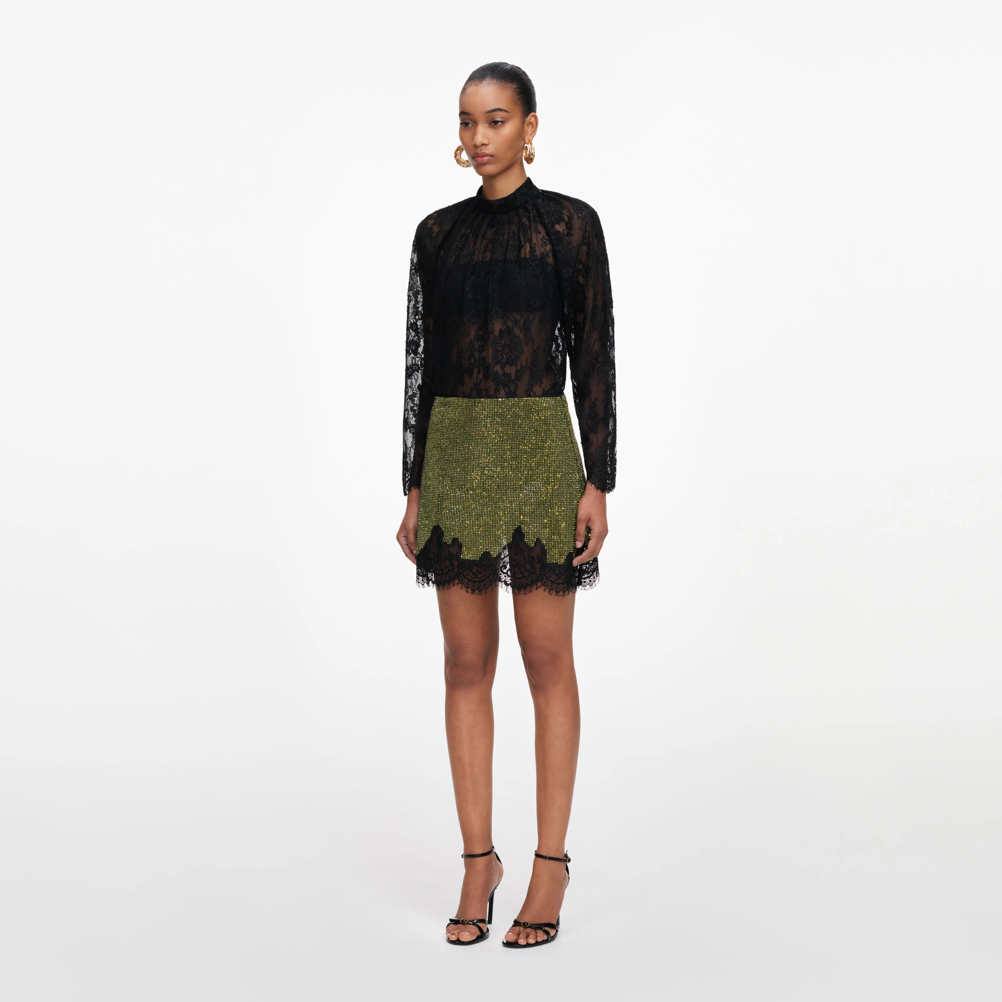 Green Crystal Chainmail Mini Skirt - Image 2