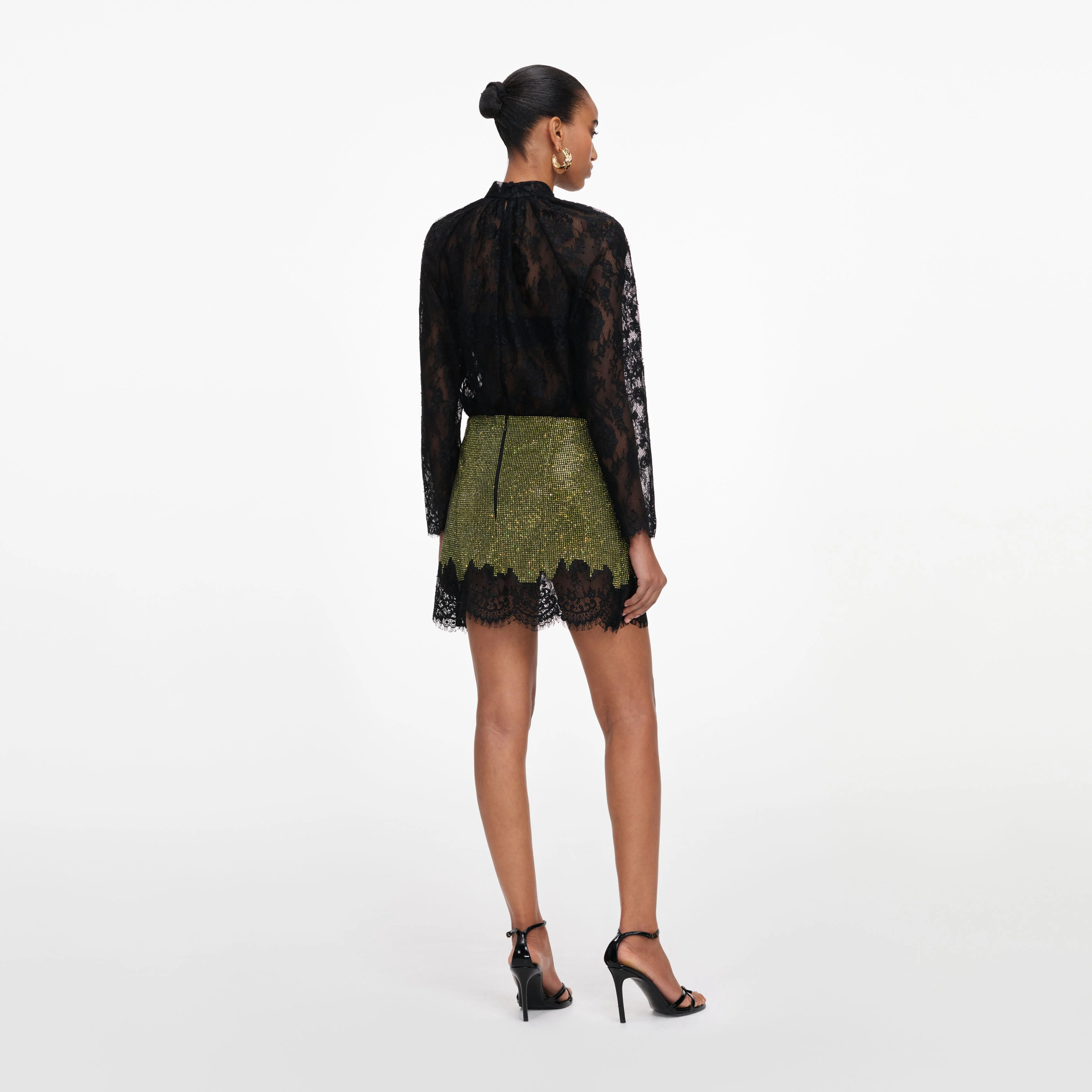Green Crystal Chainmail Mini Skirt - Image 3