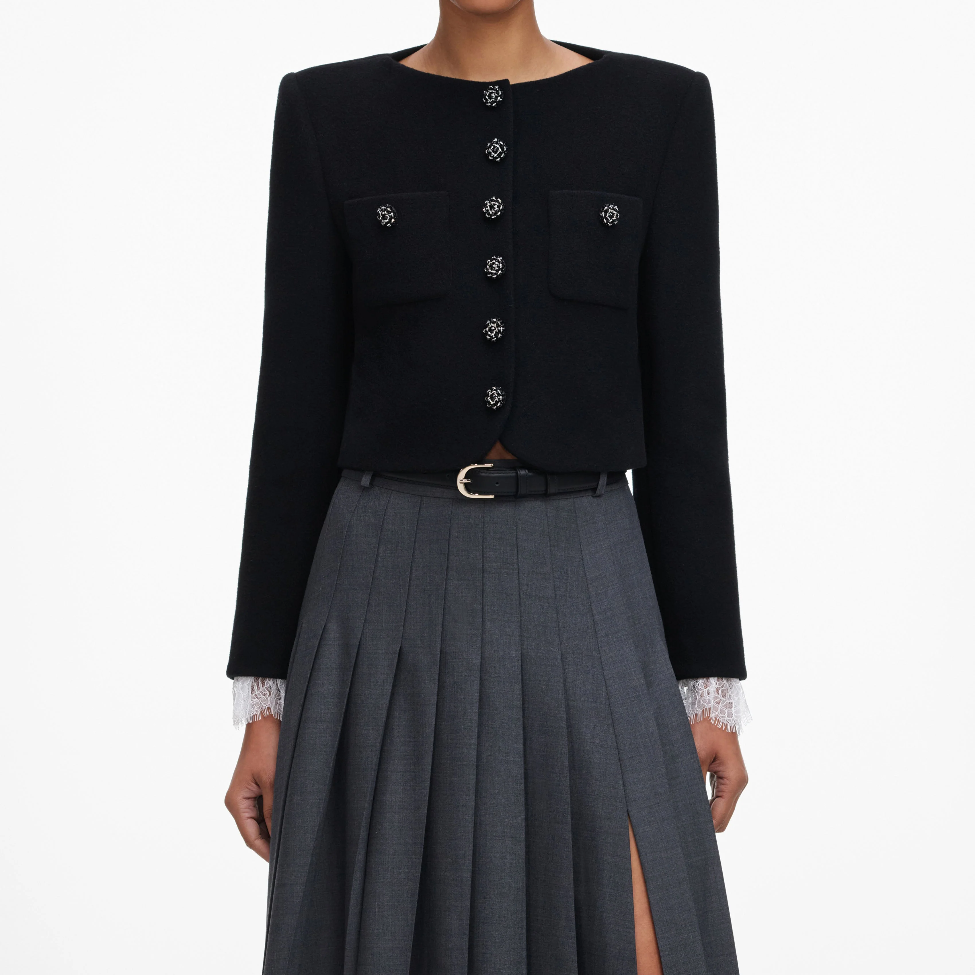 Grey Pleated Maxi Skirt - Image 4