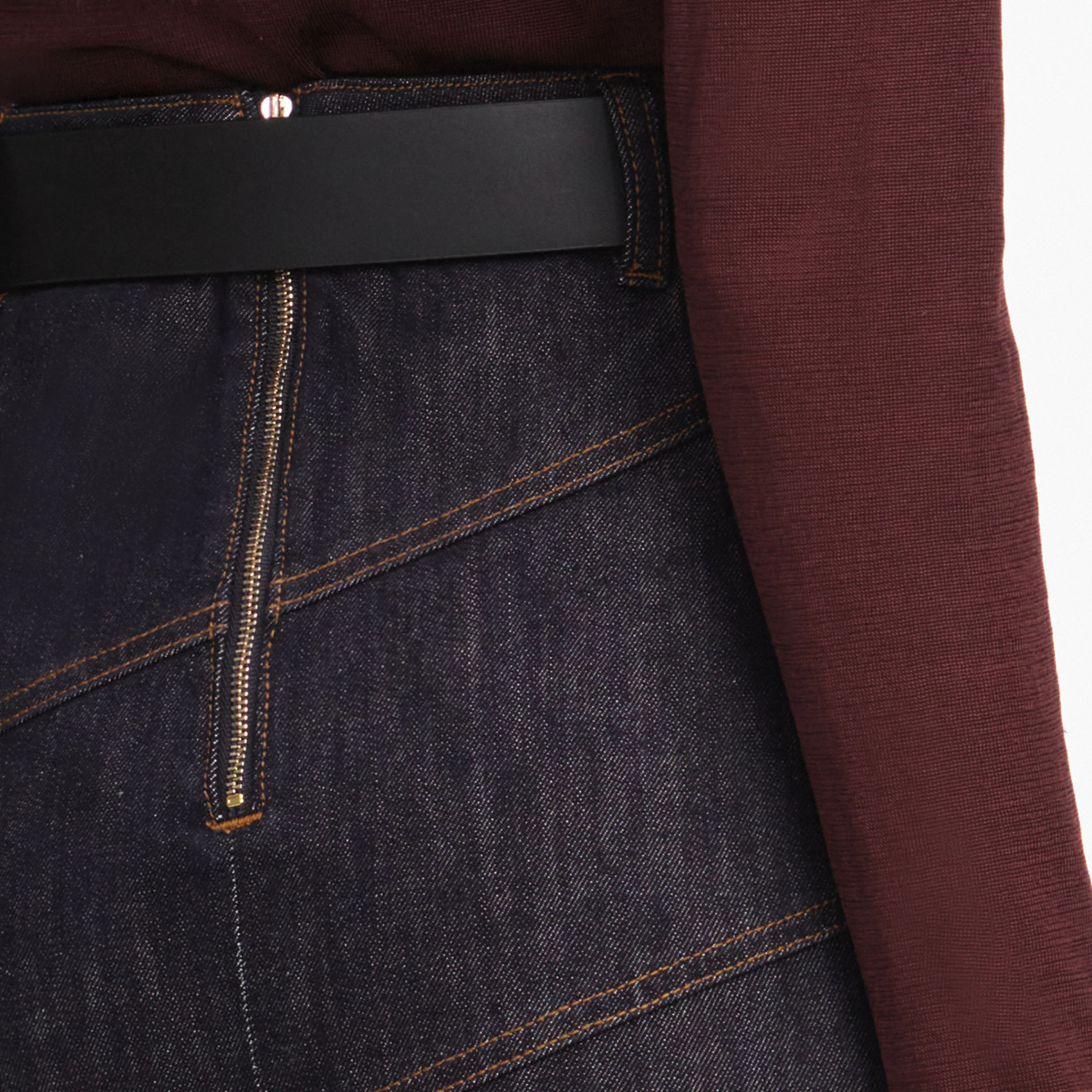 Indigo Denim Belted Midi Skirt - Image 5