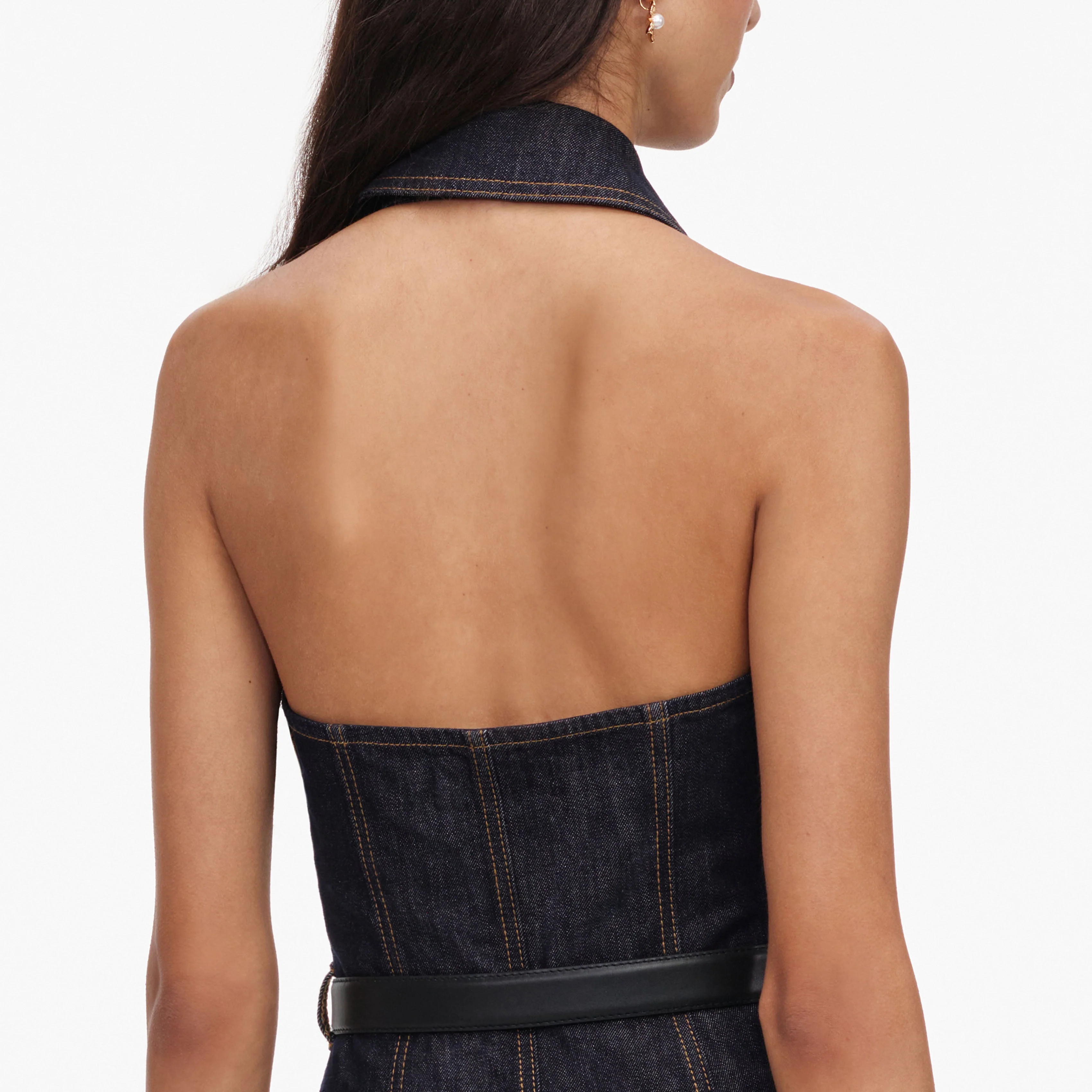 Indigo Denim Halterneck Midi Dress - Image 5