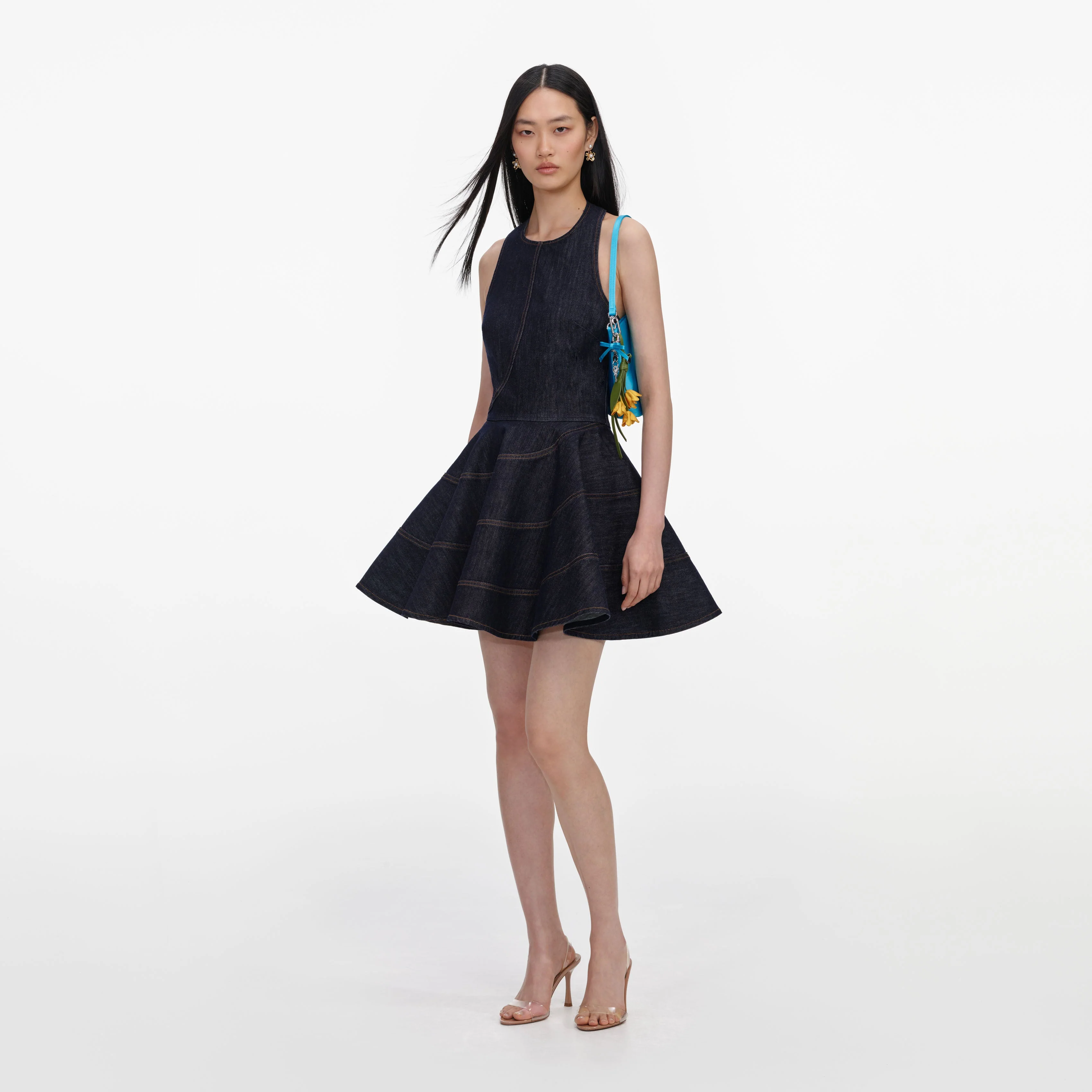 Indigo Denim Halterneck Mini Dress - Image 2