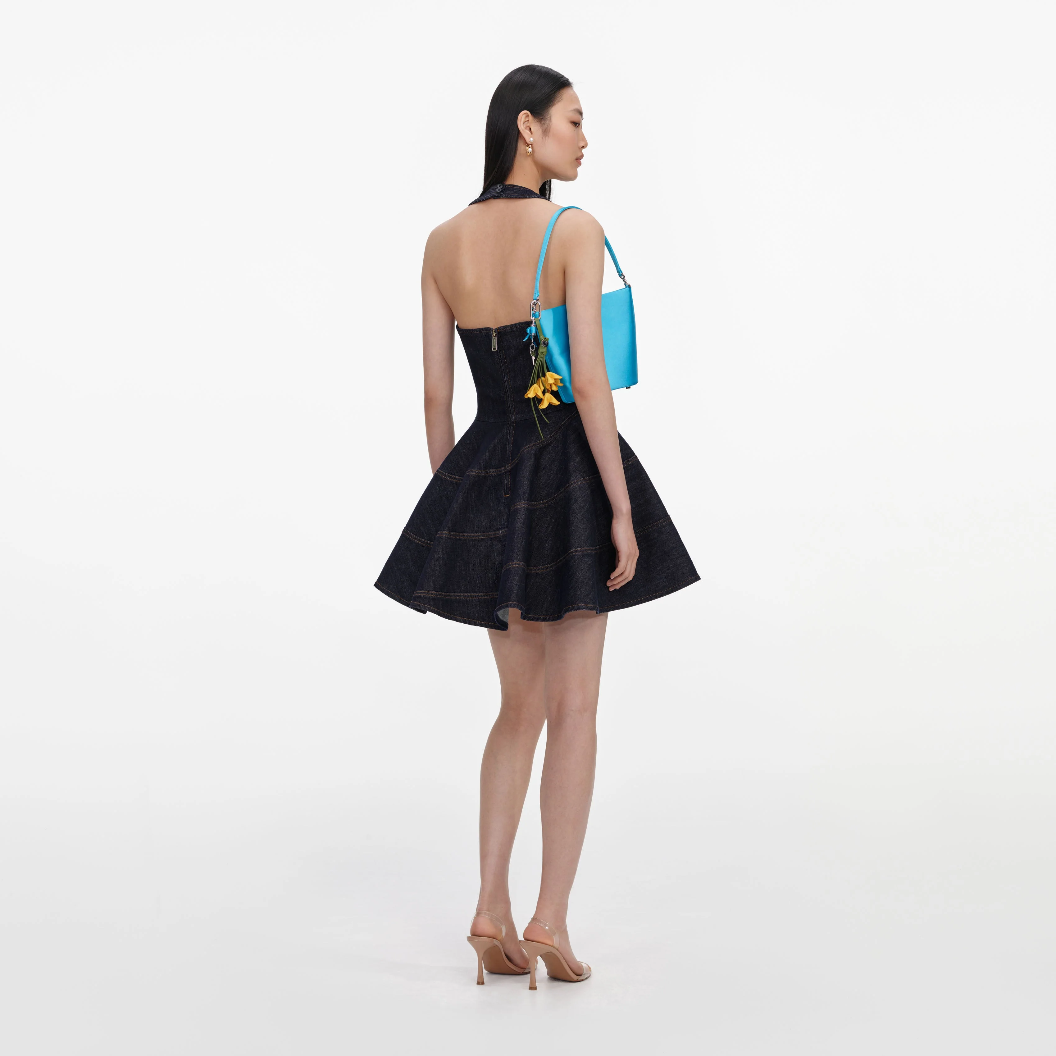 Indigo Denim Halterneck Mini Dress - Image 3