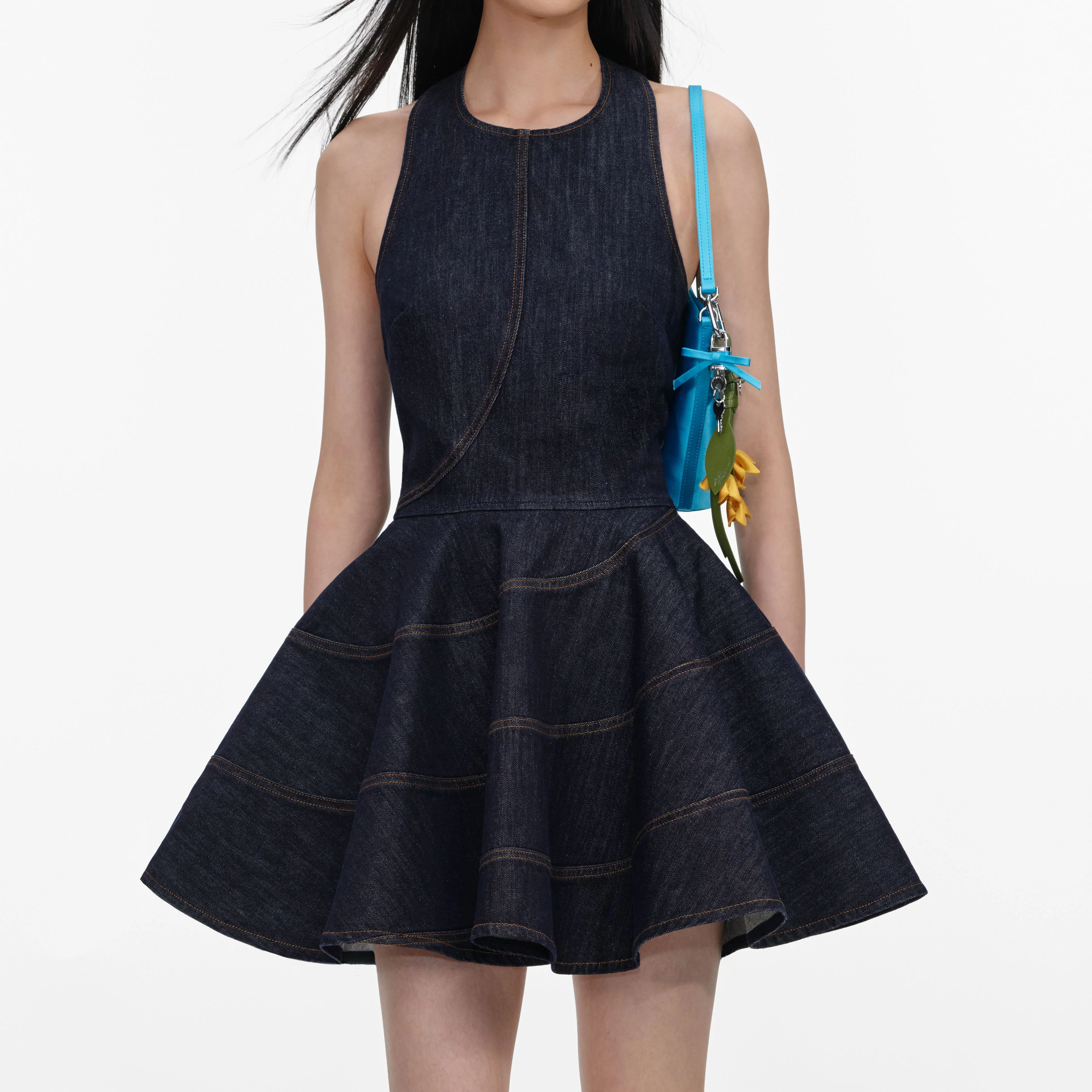 Indigo Denim Halterneck Mini Dress - Image 4
