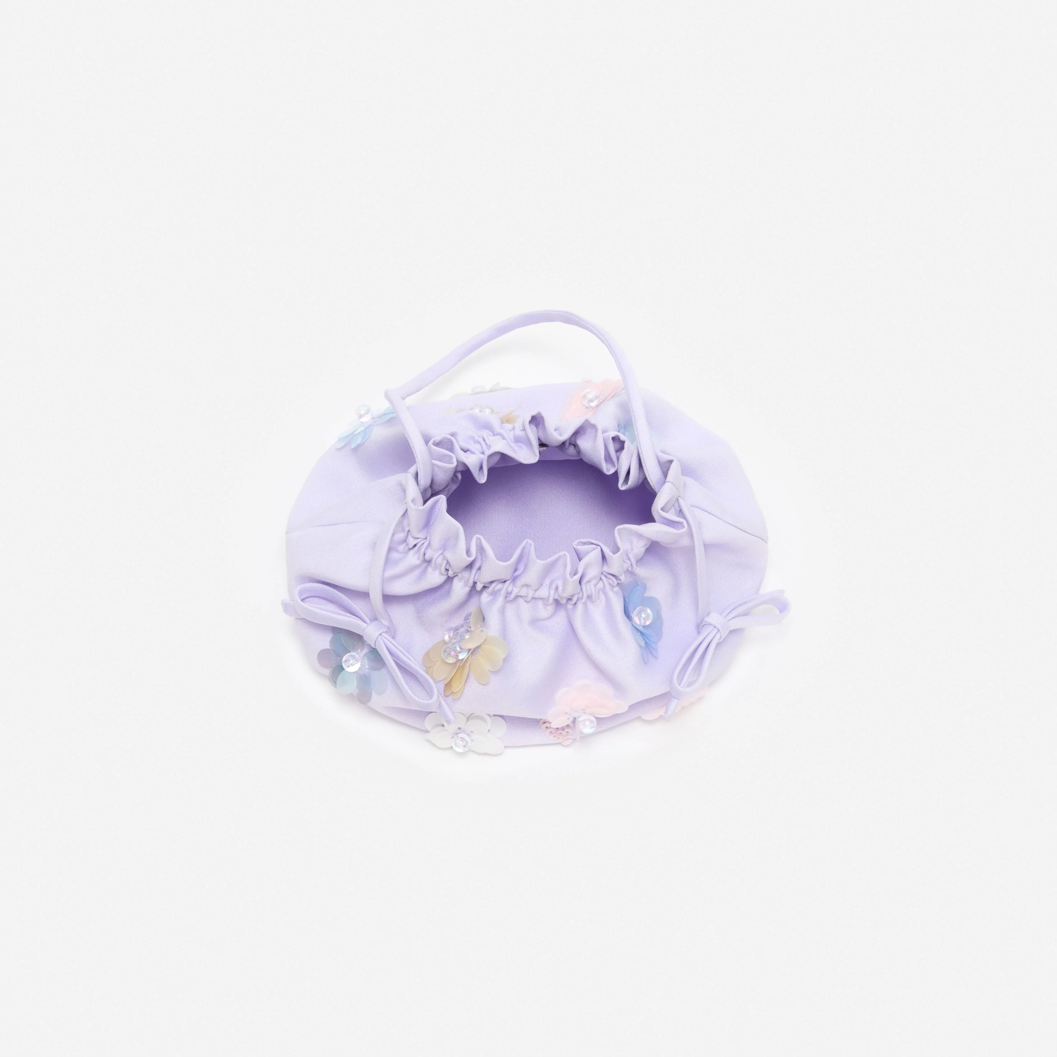 Lilac Flower Embellished Pouch Bag - Image 3