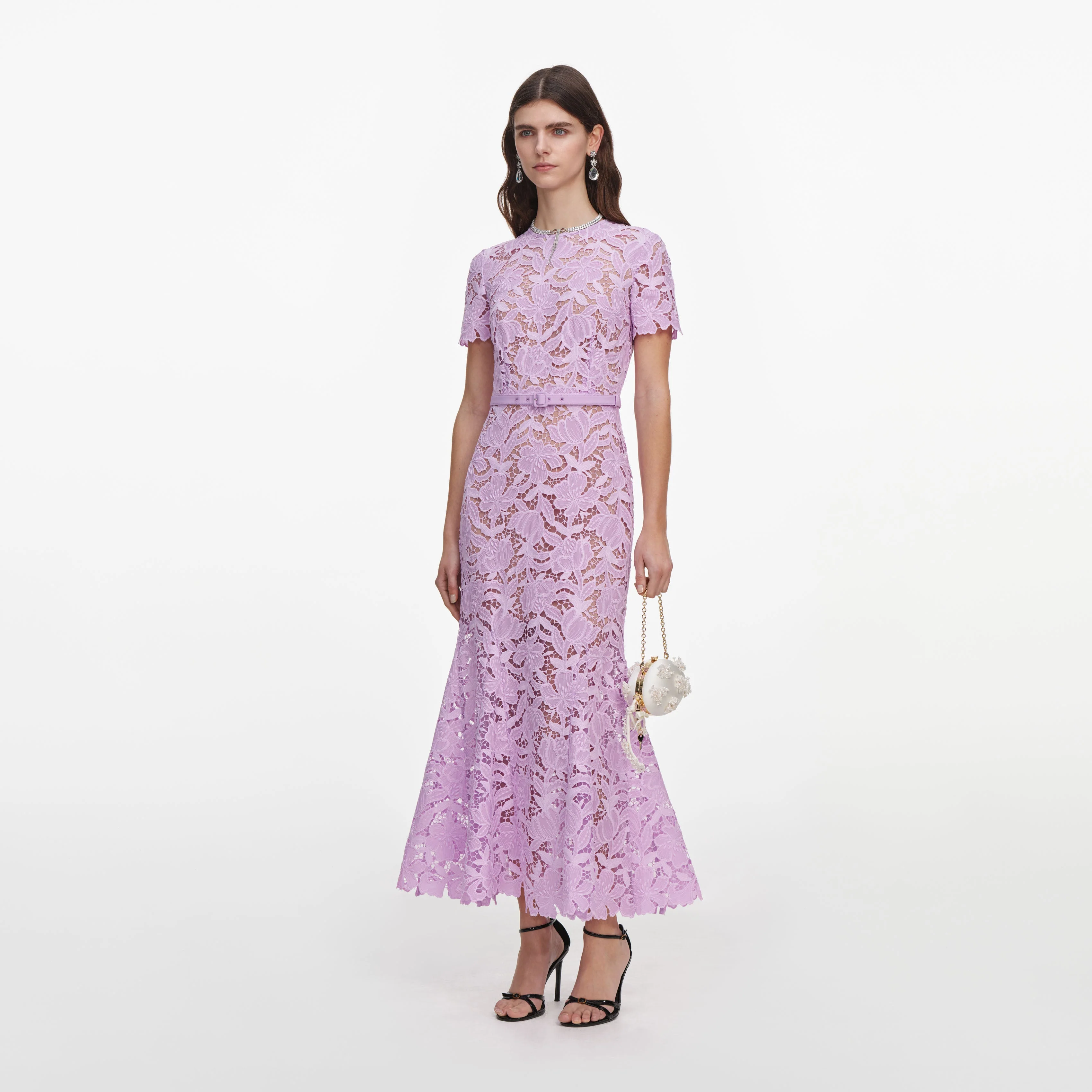 Lilac Lace Midi Dress - Image 2