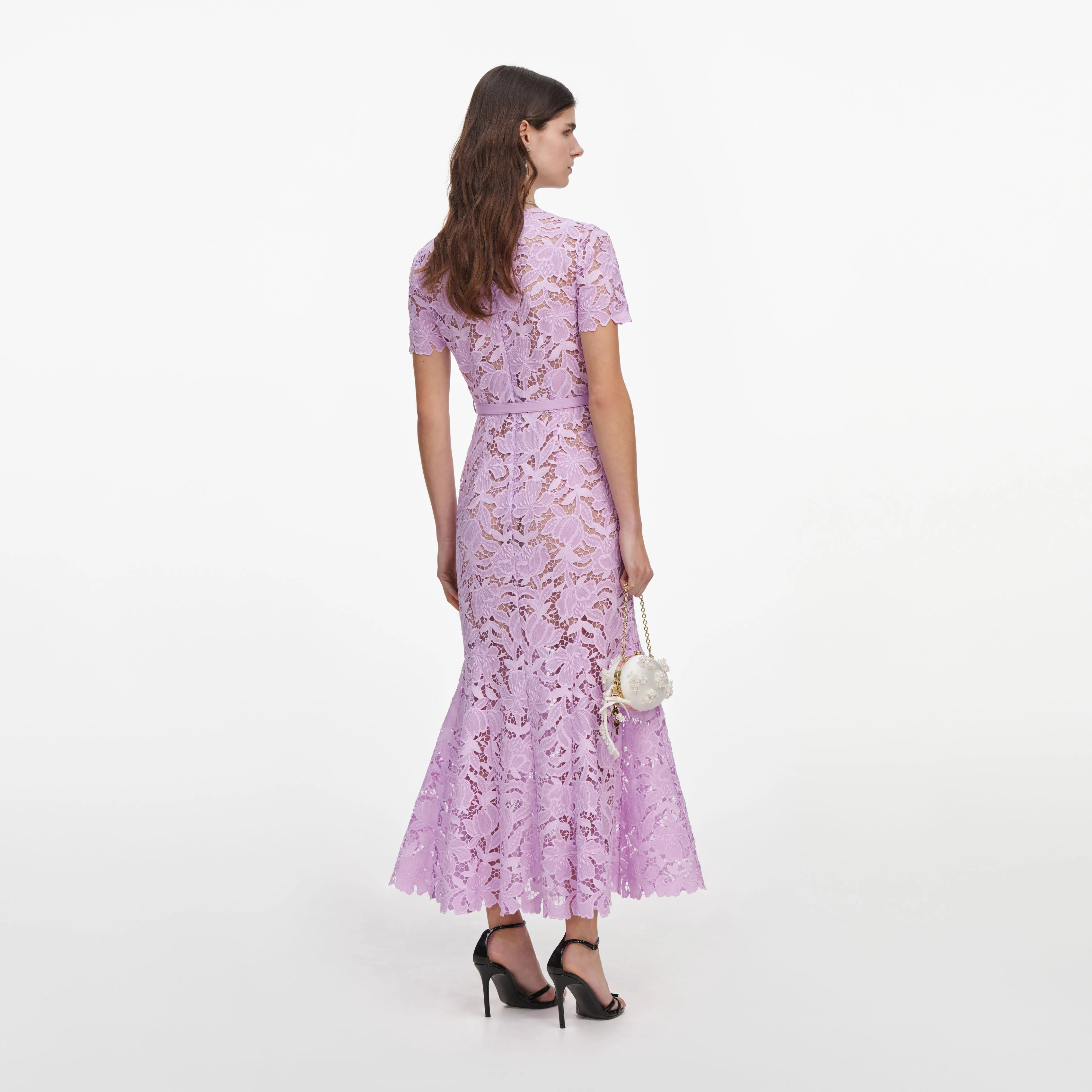 Lilac Lace Midi Dress - Image 3