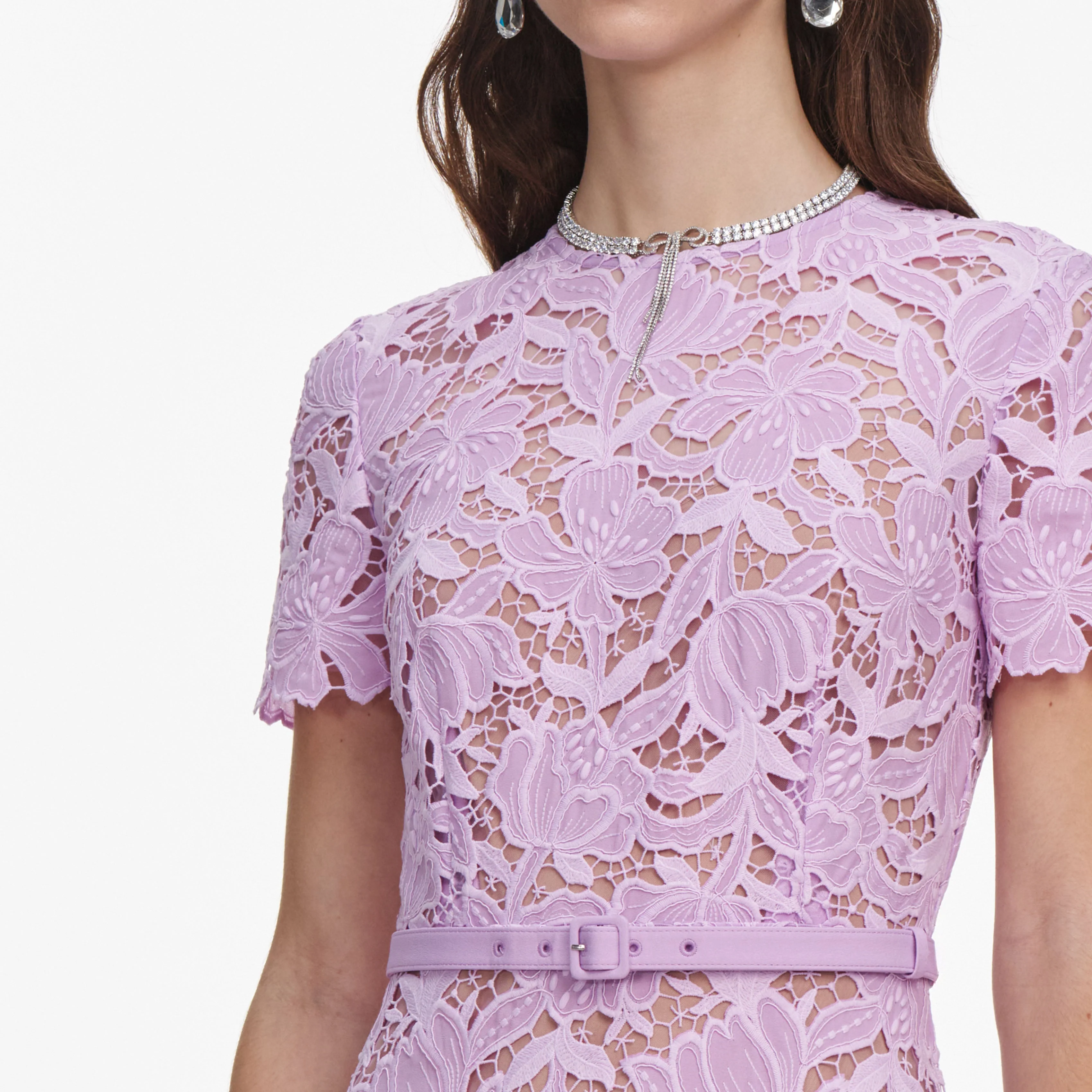 Lilac Lace Midi Dress - Image 5