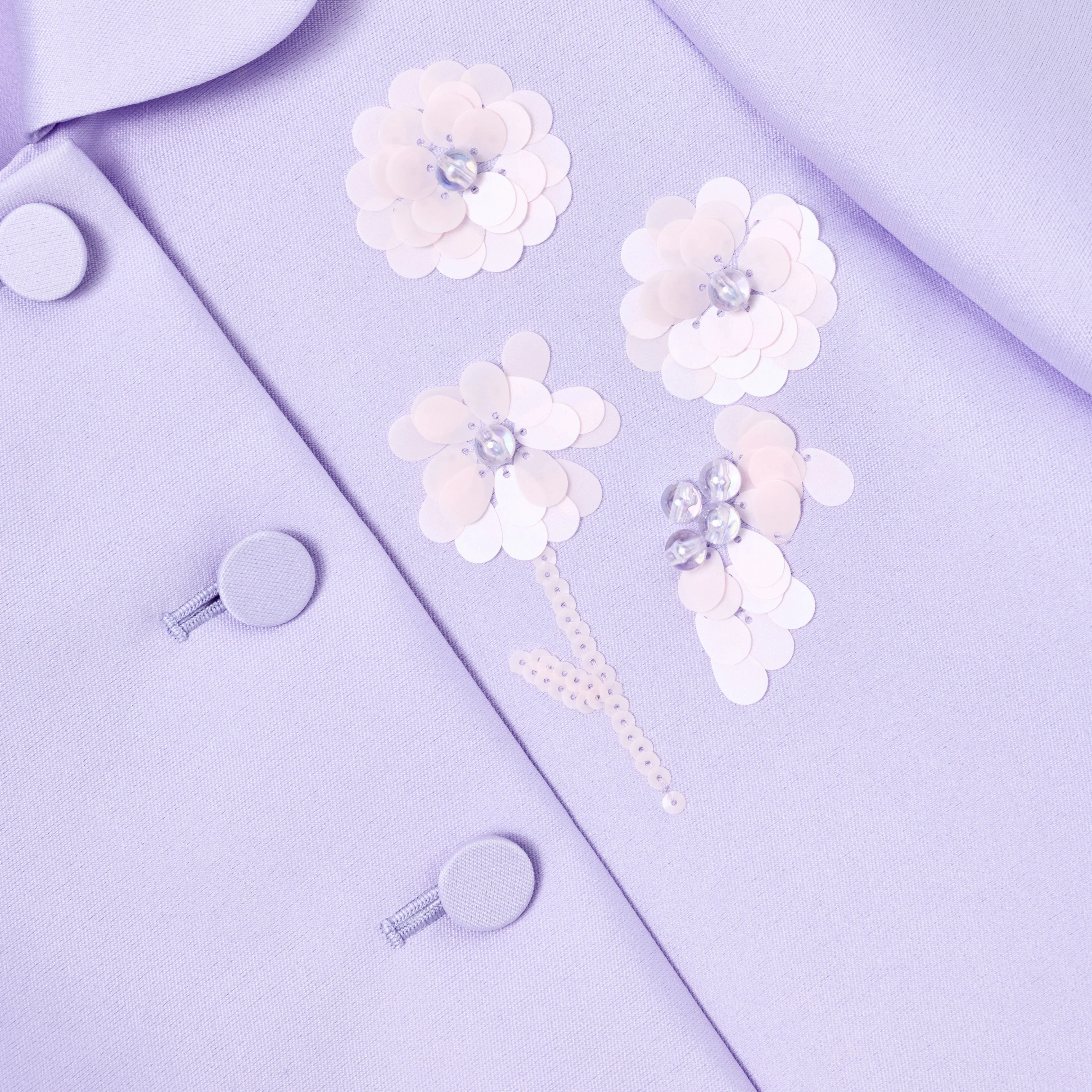 Lilac Taffeta Sequin Embellished Jacket - Image 4