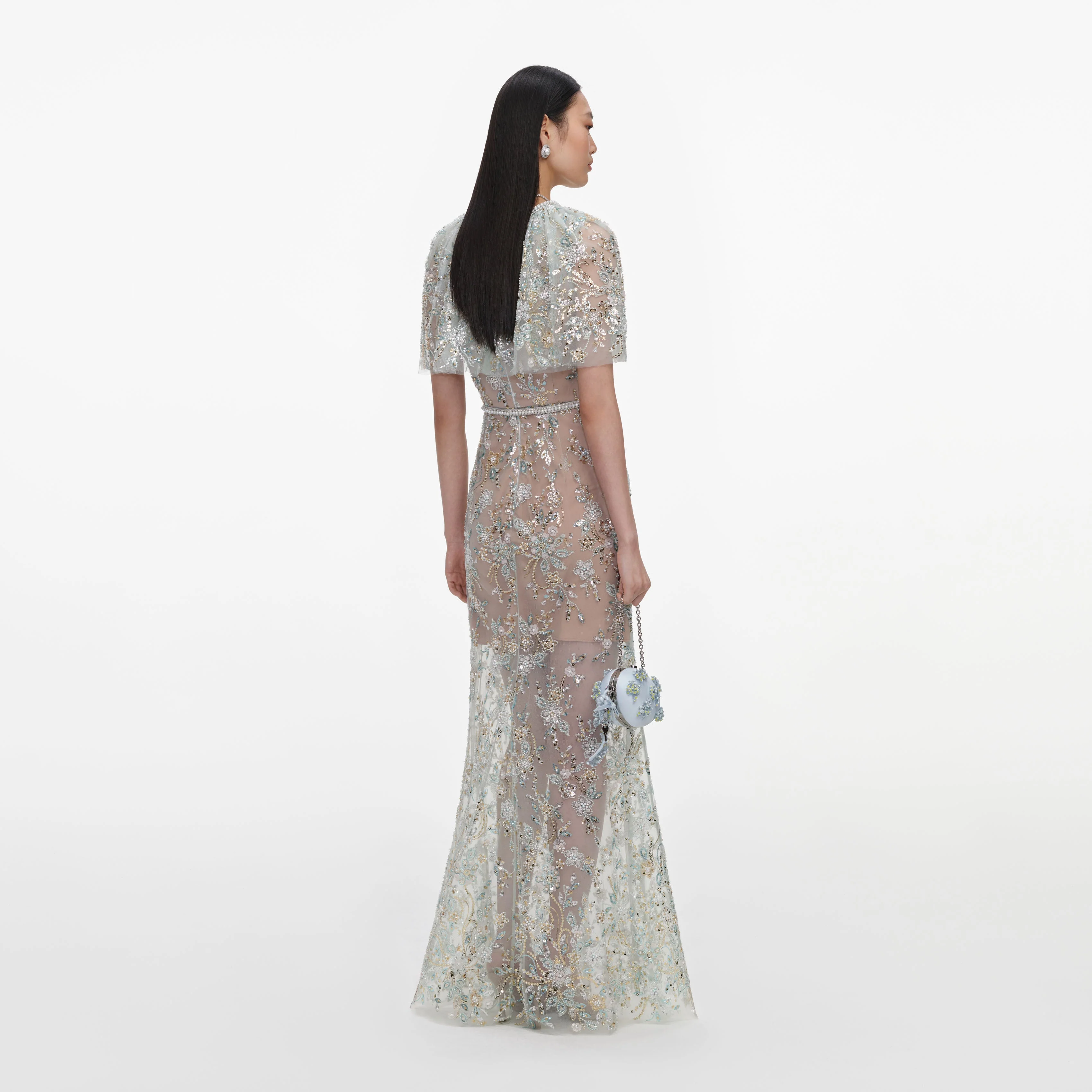 Mint Embellished Cape Maxi Dress - Image 3